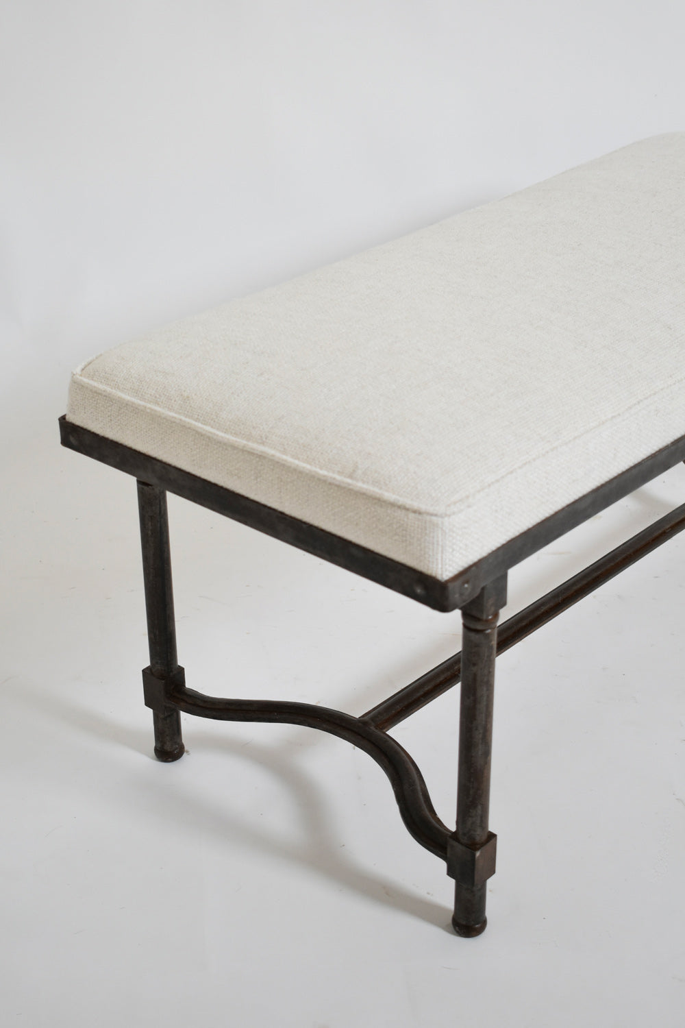 Rectangular wrought iron bench, 1960s — lifestyle setting