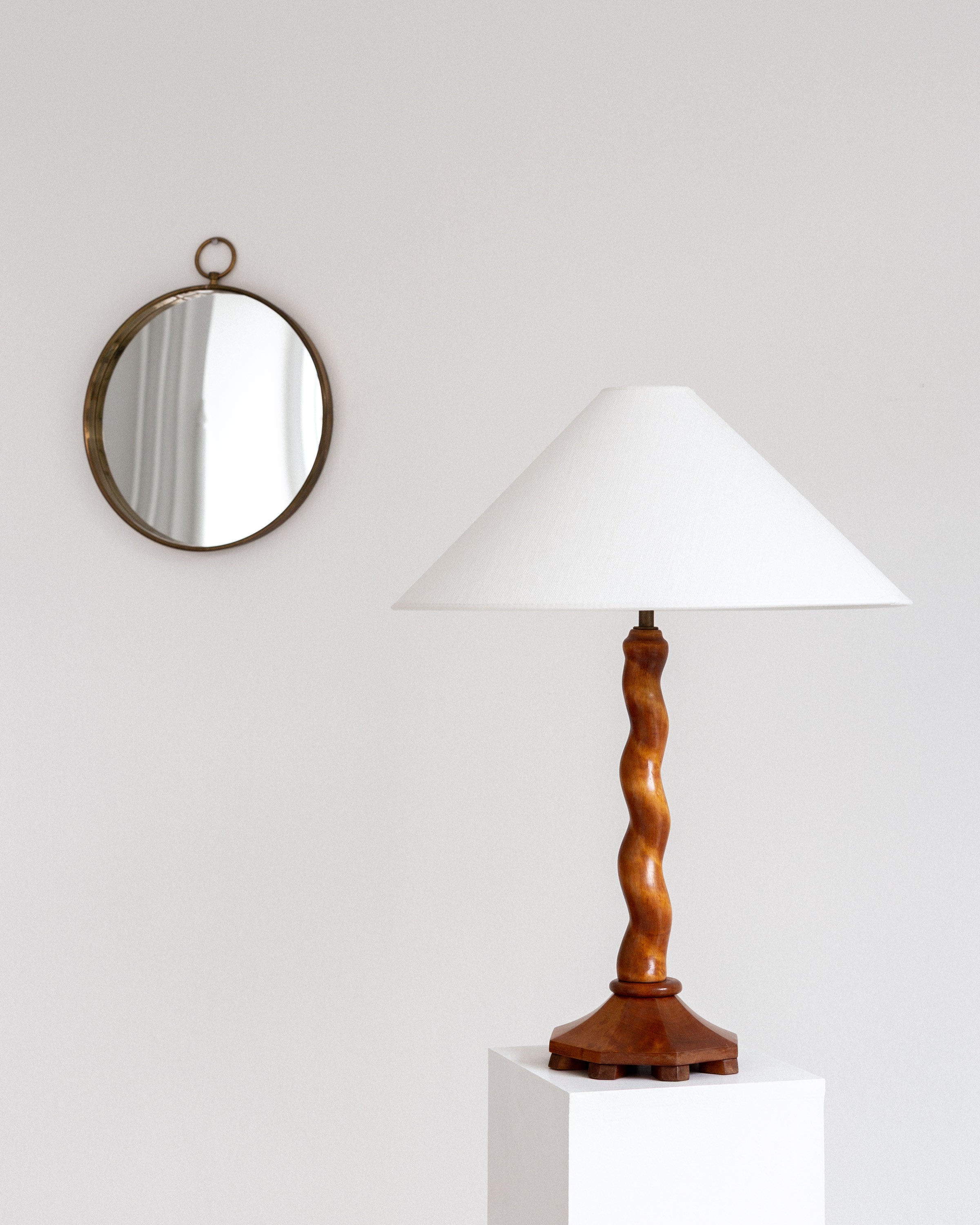 Hand-Carved Swedish Table Lamp, 1943 — detail view