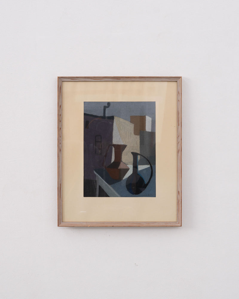 Cubist still life pastel with vessels by Carl Gunnar von Gegerfelt