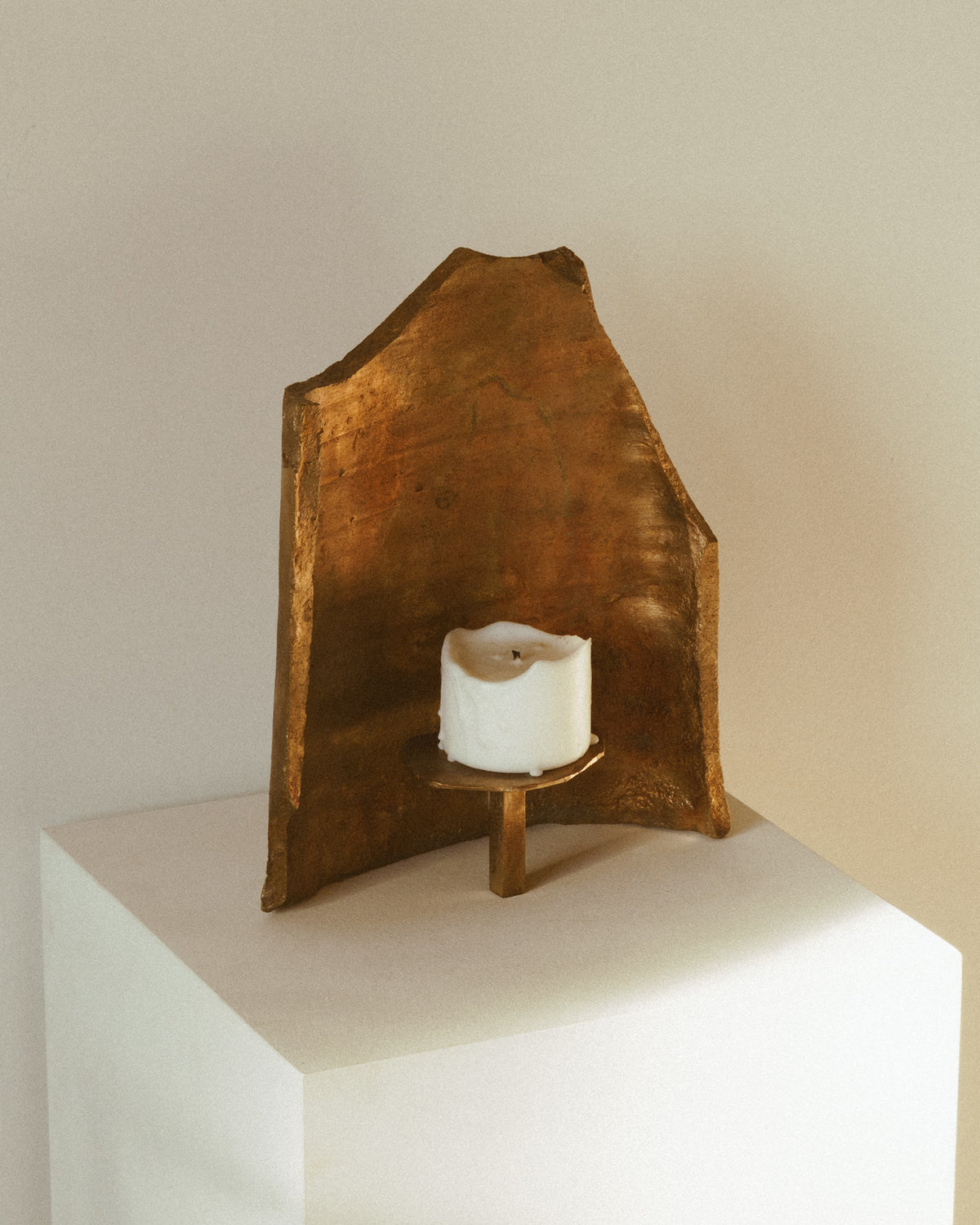 Solid Bronze Candle Holder — close-up