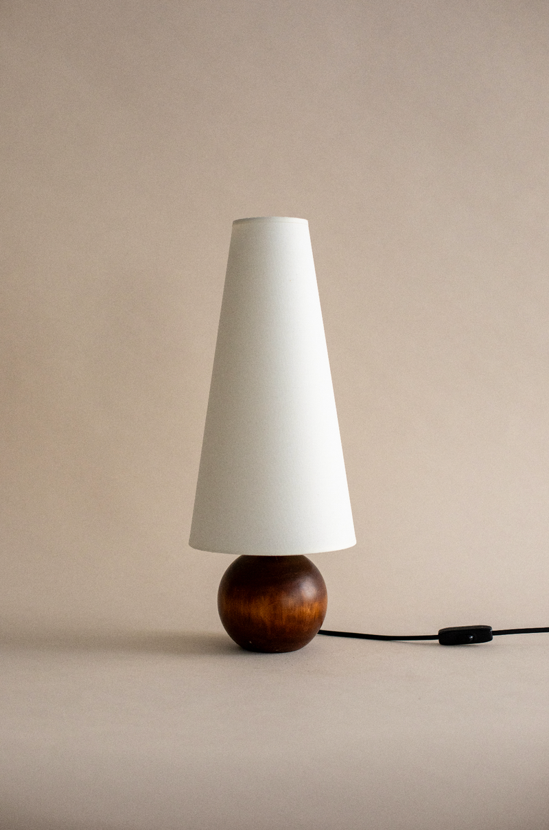 Sao Miguel table lamp with walnut base and white conical shade