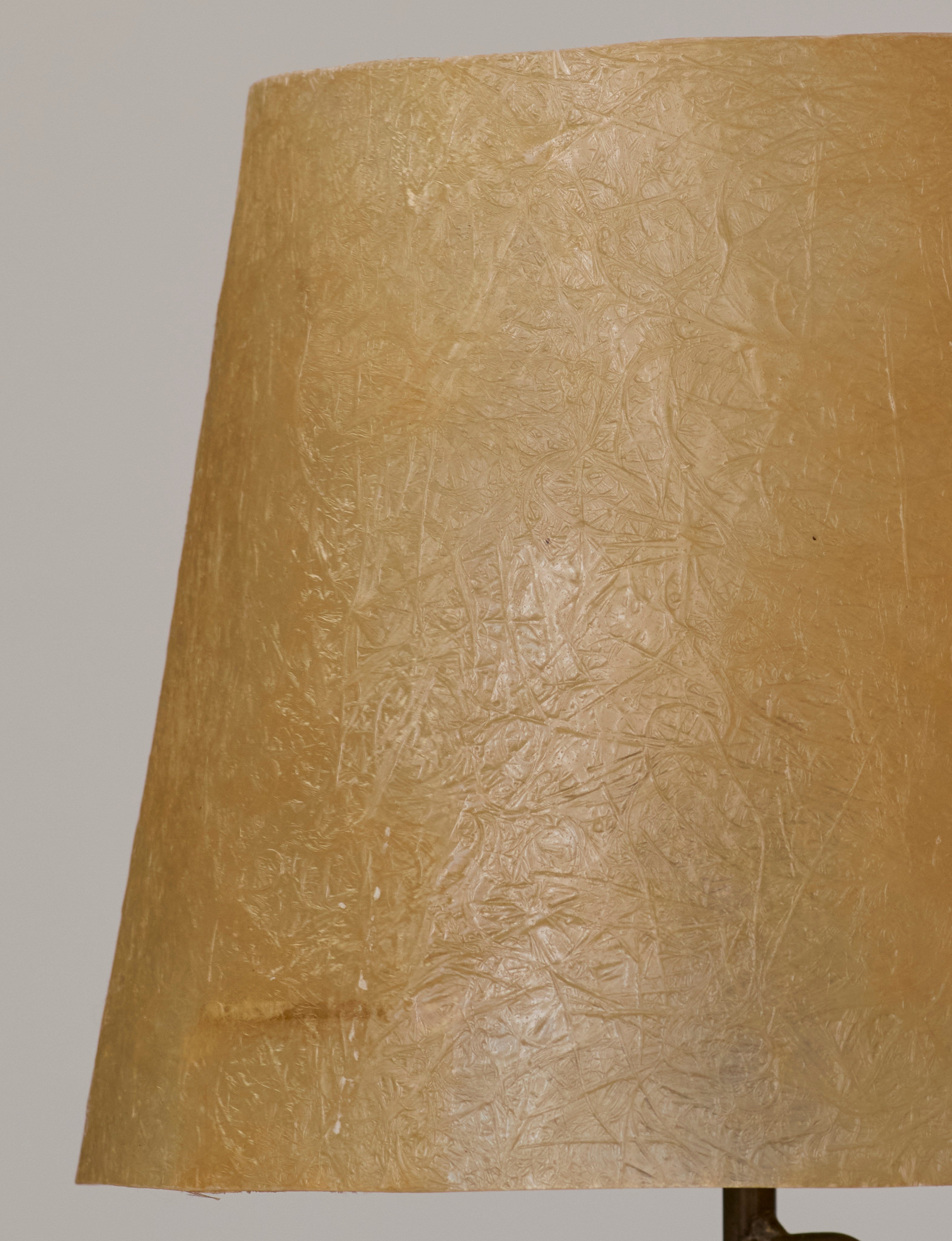 Mid Century Table Lamps with Sculptural Metal Base and Artisanal Fiberglass Shades — lifestyle setting