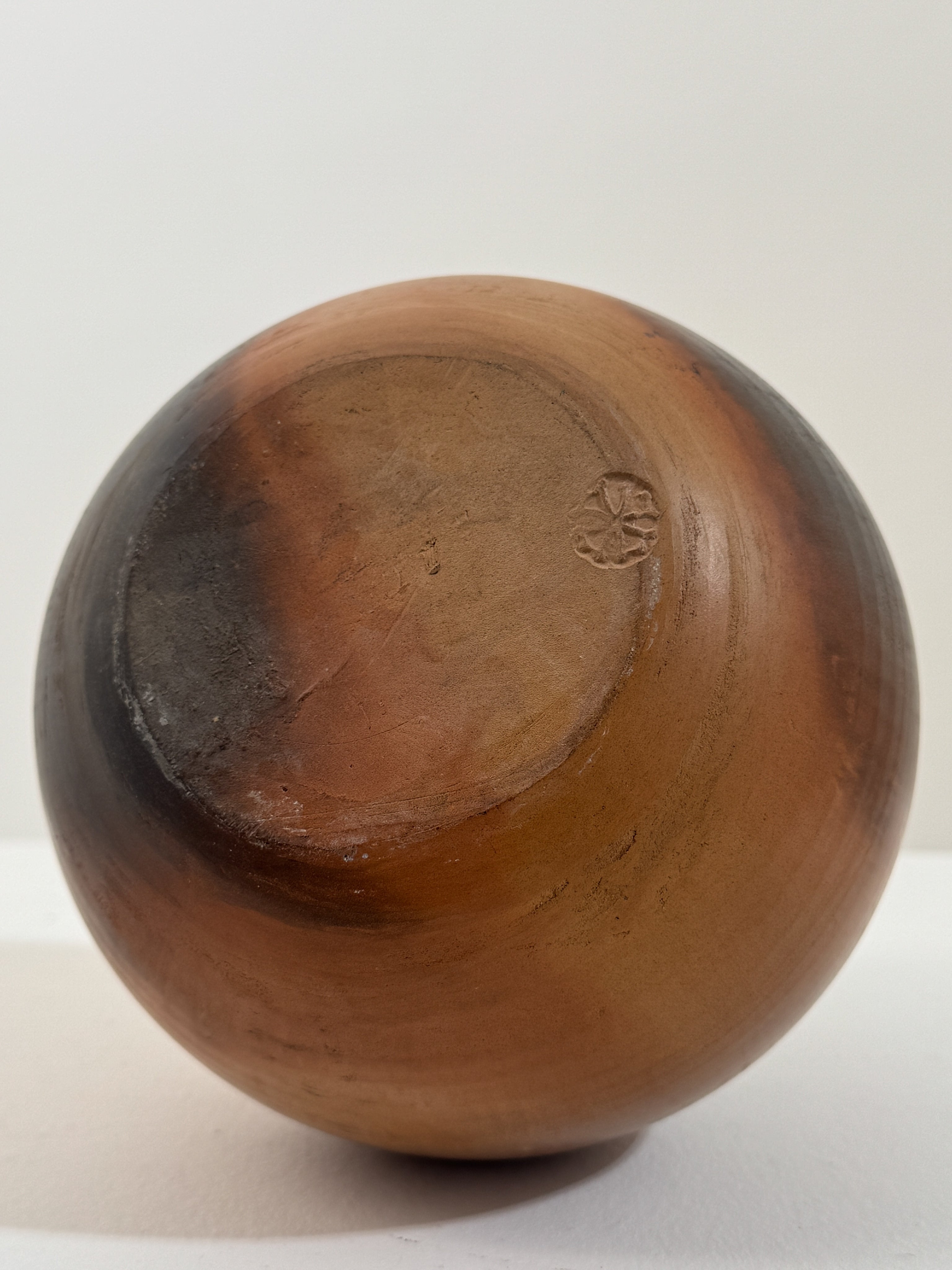 Bottom view of brown ceramic soliflore vase by Pierre Bayle