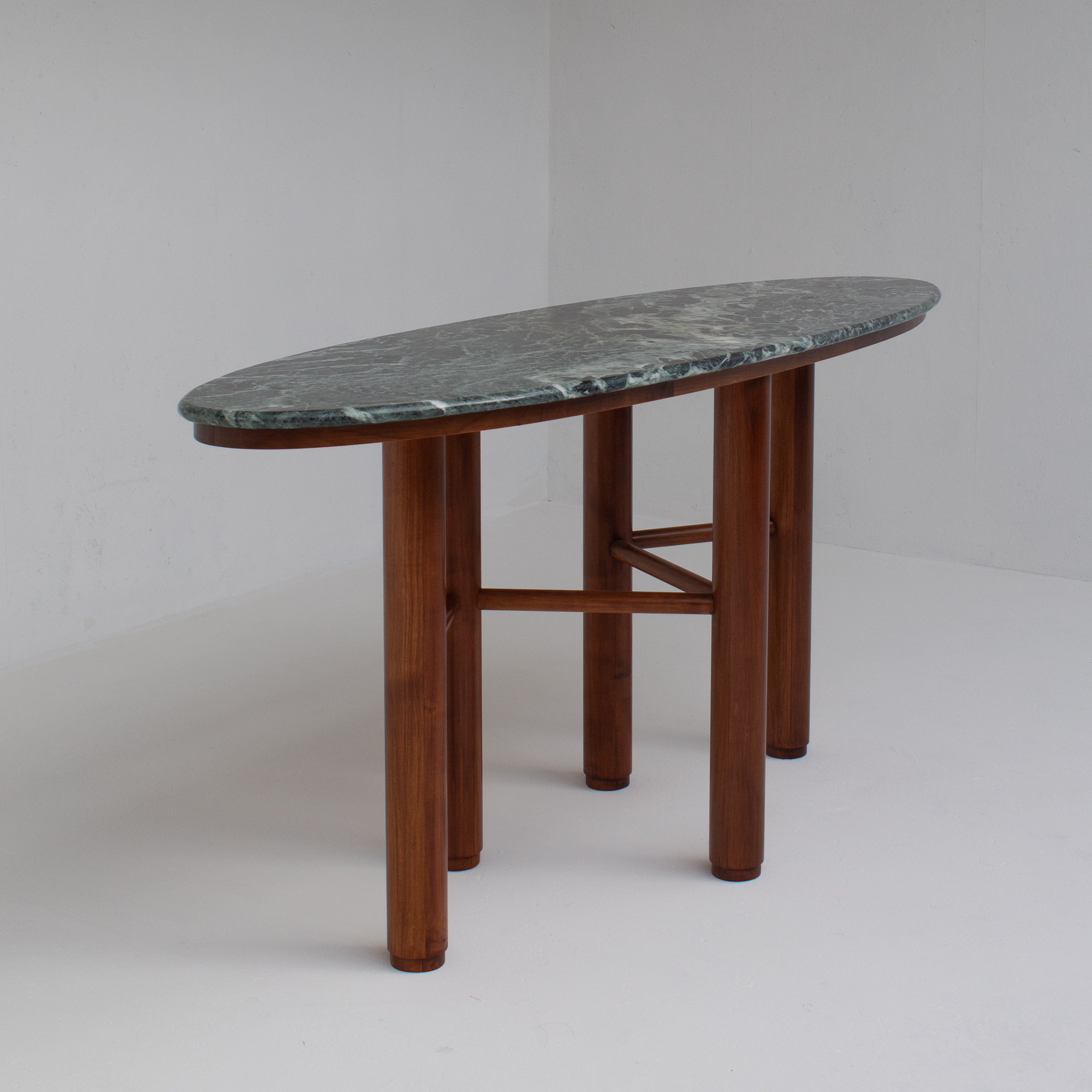 Mid Century Italian Side Table/Console with Green Marble Top — additional view
