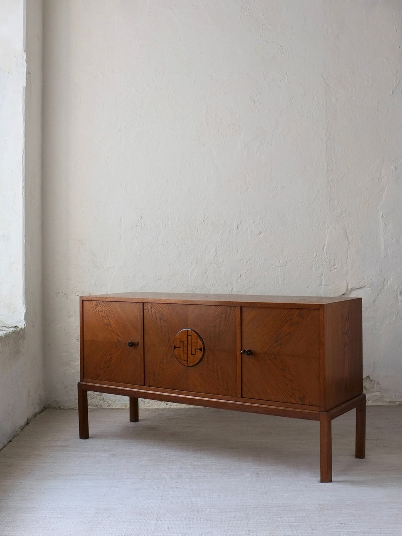 Swedish Modern Oak Sideboard, 1930s — front view with detailed wood grain