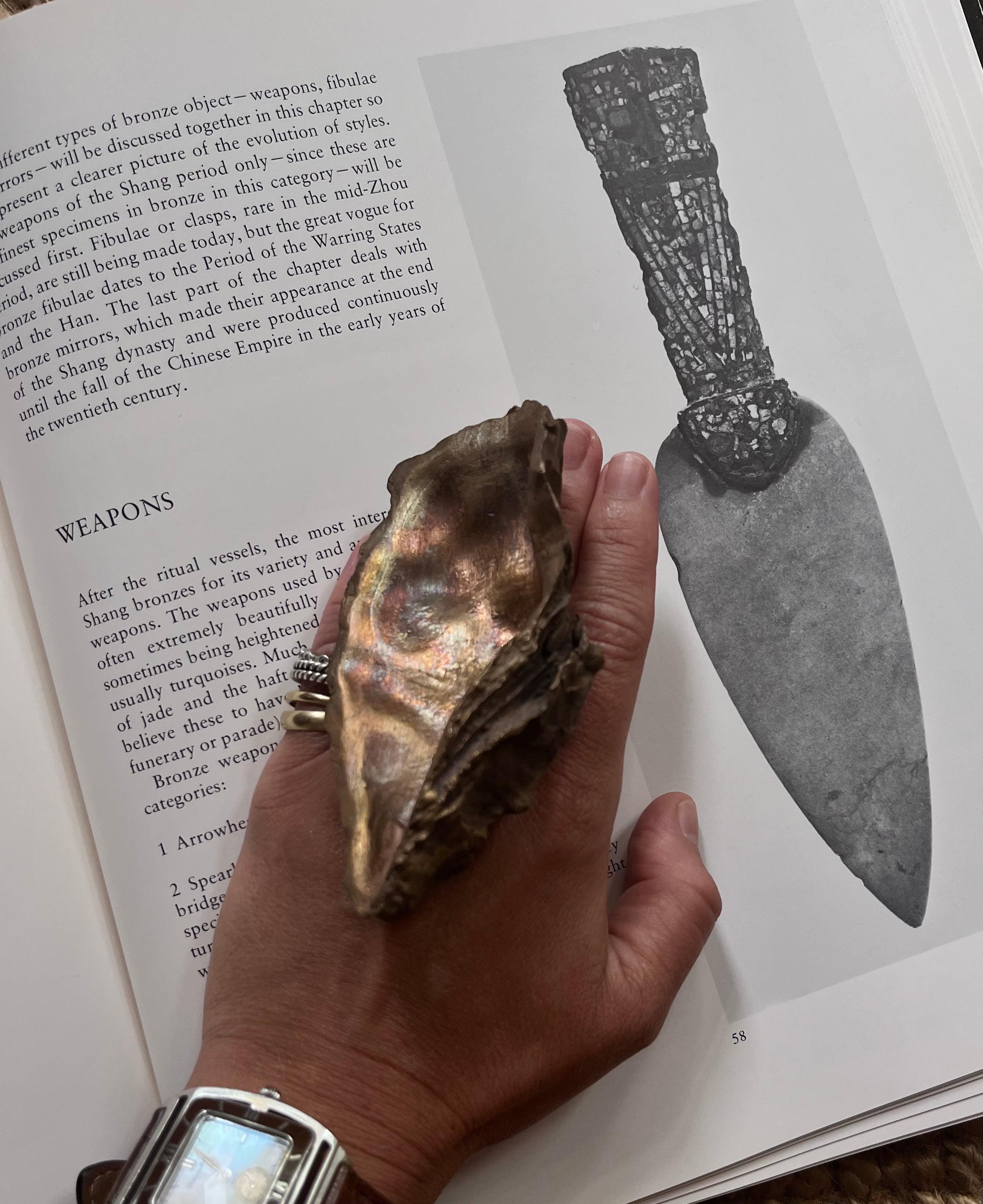 Pair of Bronze Oyster Sculptures  — close-up