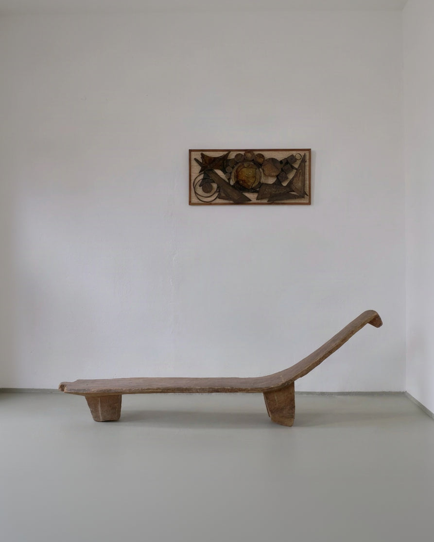 Primitive African Carved Wood Low Sculptural Bench | Vintage by Veter Vintage | The Oblist