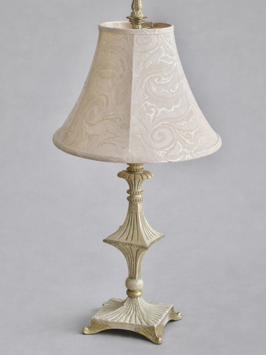 1940s Paris Fluted Pyramid & Swirl Relief Lamp — side angle