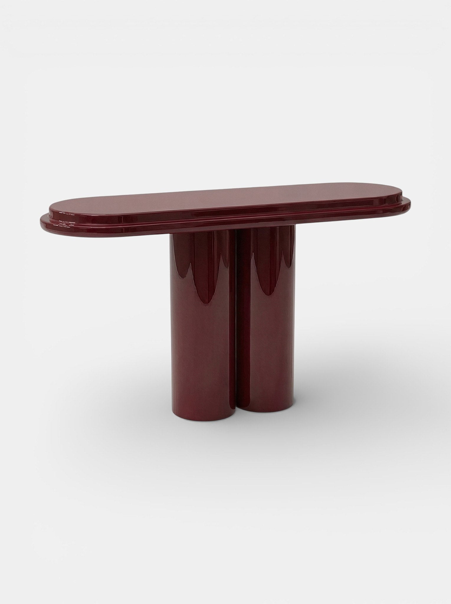 Ida Bordeaux Lacquered Console — side angle