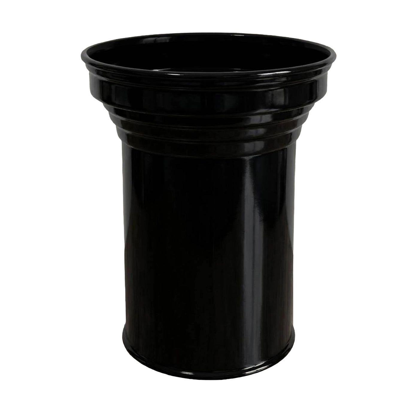 Small Glossy Black Metal Side Table in Aluminium — side angle