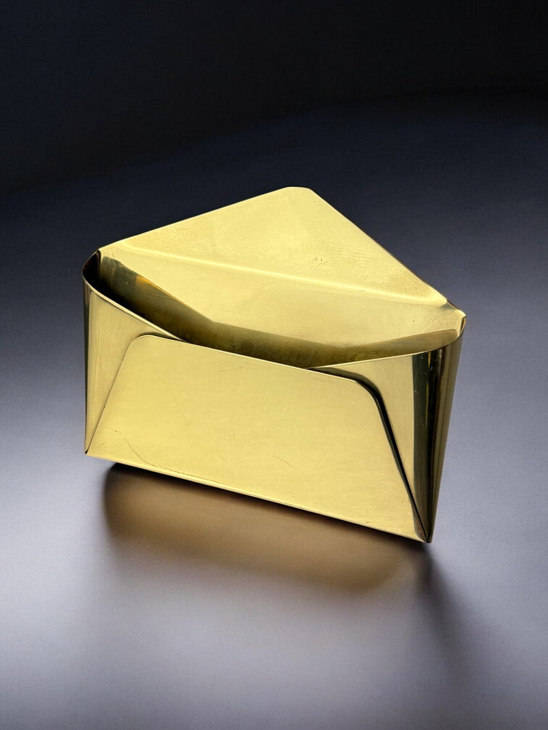 Envelope Visit Card Holder in Brass, Italy, 1980's by Malamar Studio | The Oblist — vintage brass design