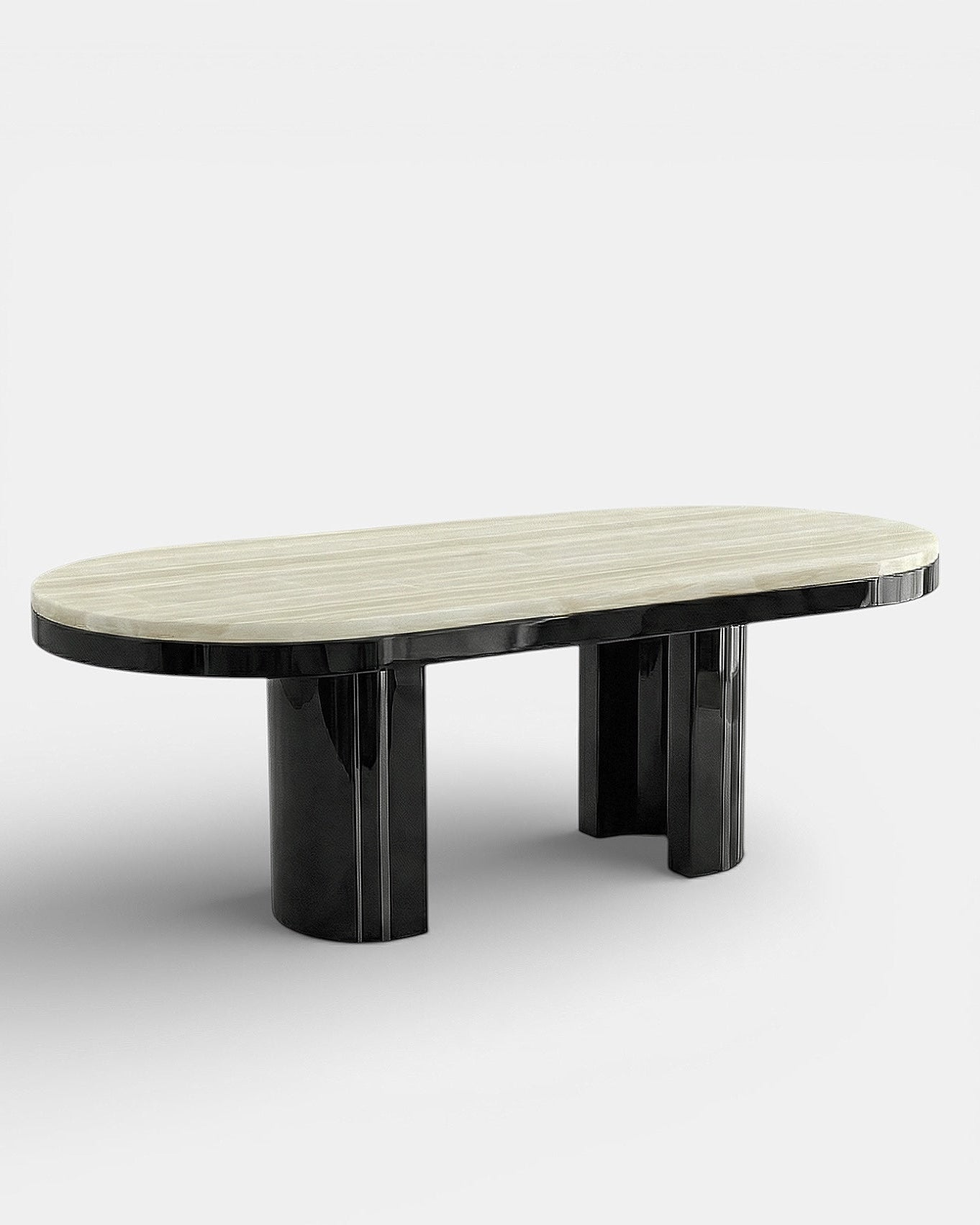 Gio Black And Ivory Onyx Dining Table — detail view