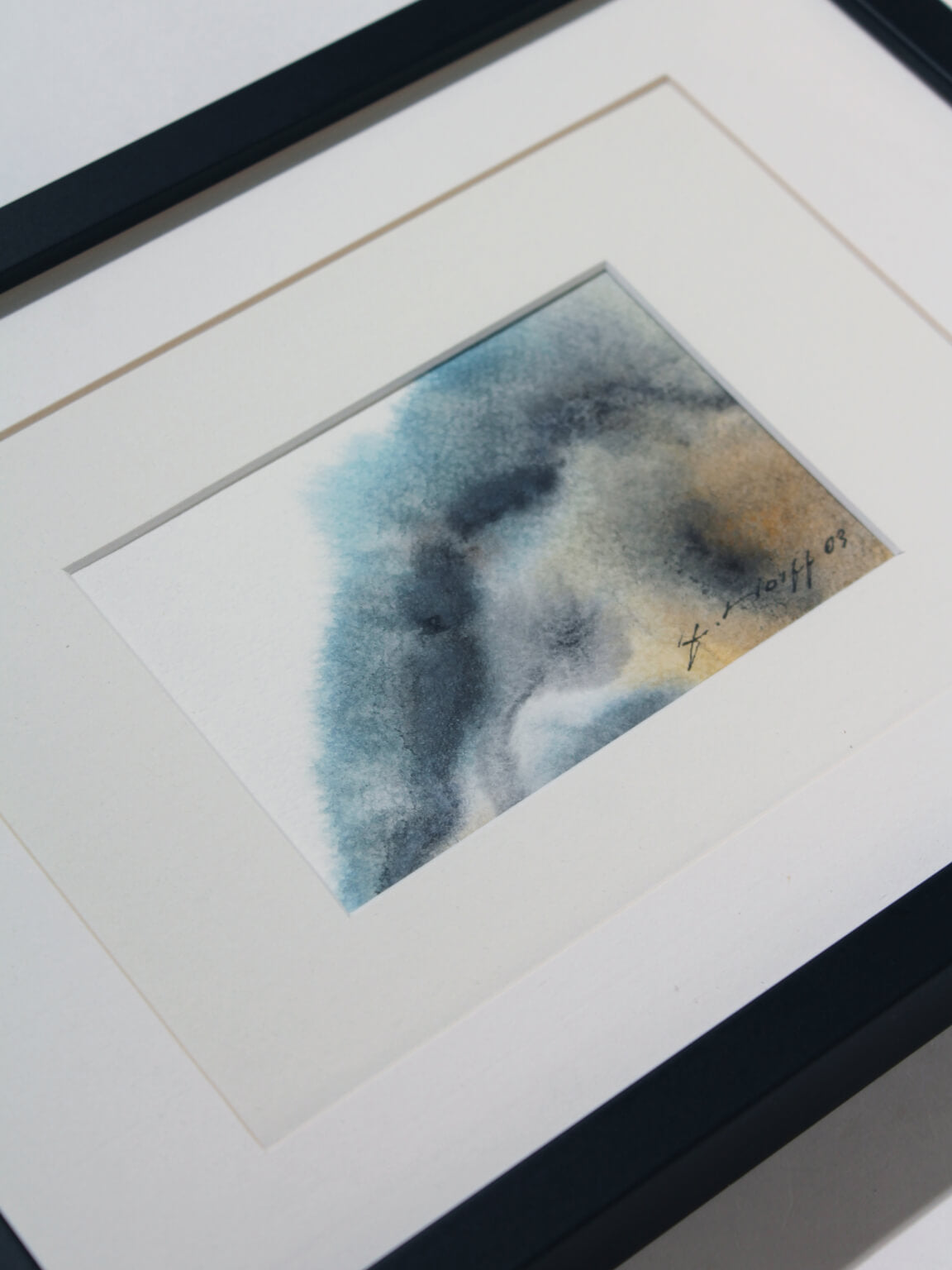Abstract Watercolour Painting #1, Germany, 2003 — back view in black frame