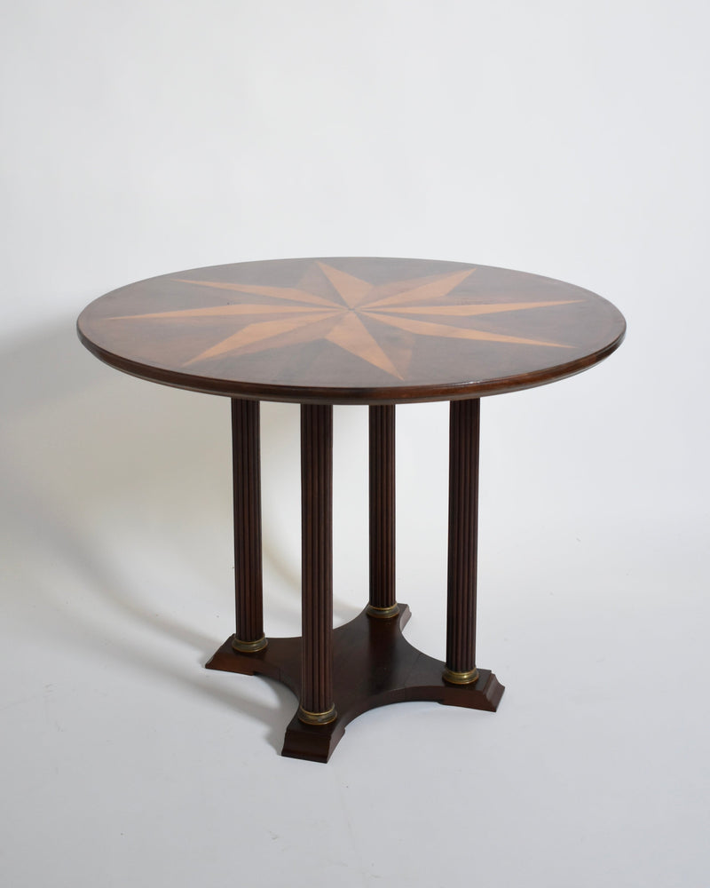 Neoclassical Star Marquetry Pedestal Table by Barracuda Interiors | The Oblist — wood, handcrafted