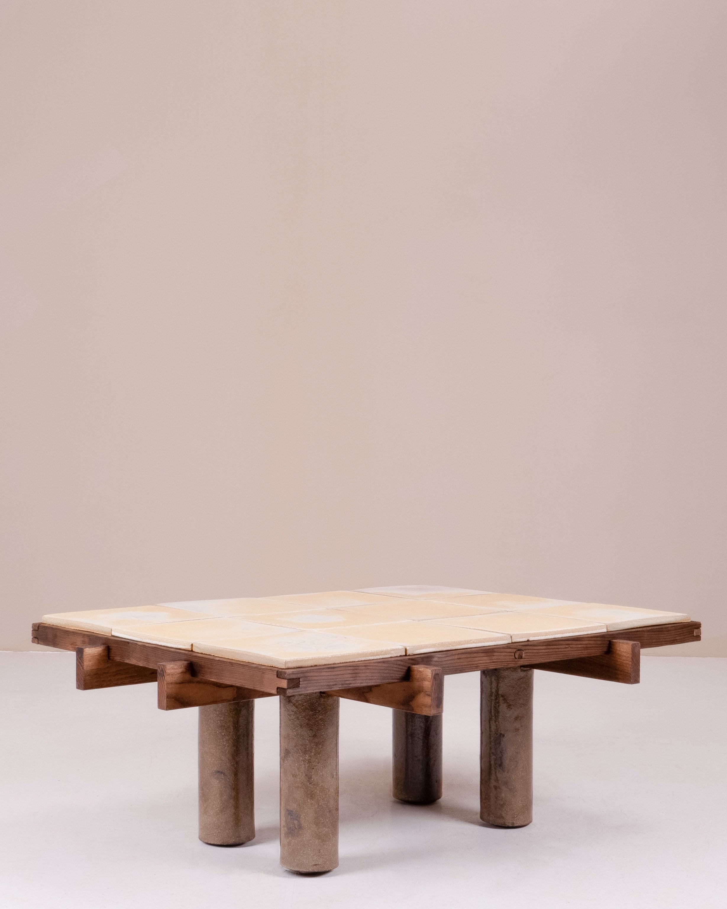 Wabi-Sabi Side Table in Wood & Clay - The Oblist Exclusive Finish - "La Taulo" Collection by Thomas Morineau Barthelemy