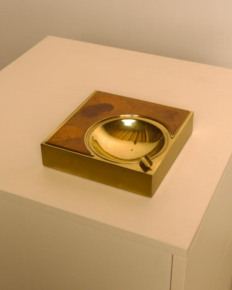 Italian Brass & Floral Resin Ashtray 1960s by Treaptyque | The Oblist