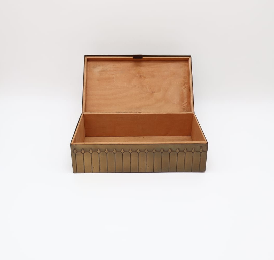 Early 20th-Century Art Nouveau Brass Box – Germany (c. 1900-1910) — lifestyle setting