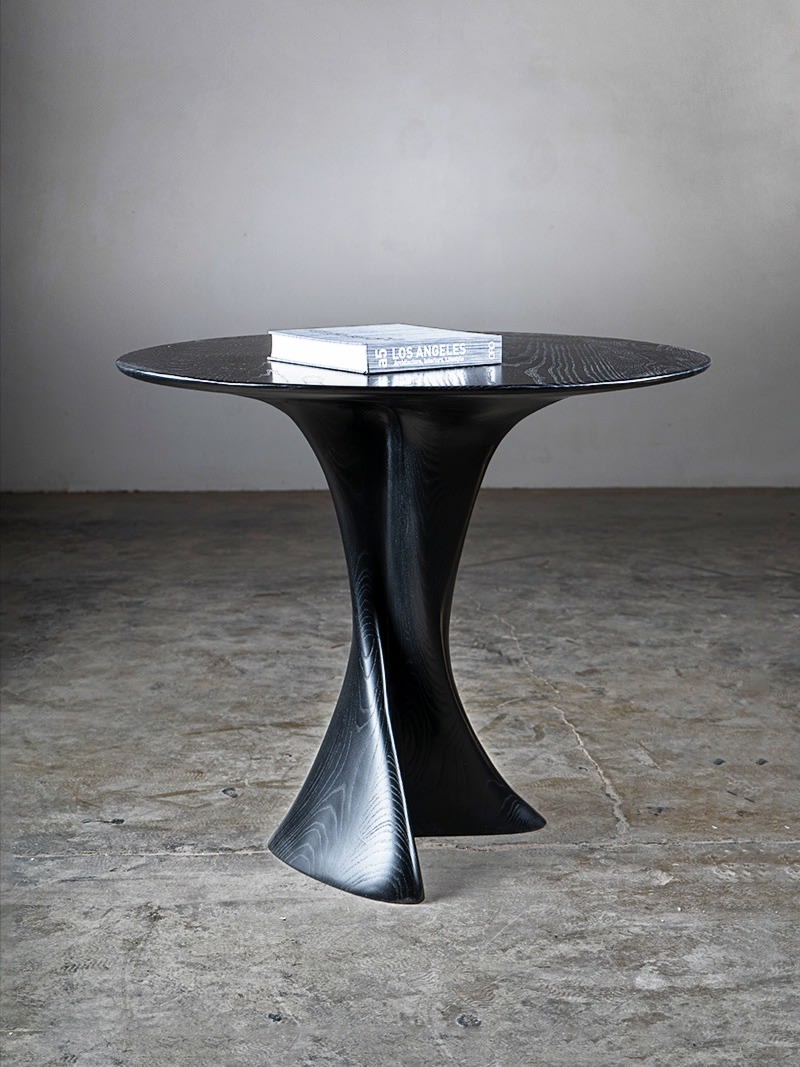 Sculptural Dervish Table in Ash wood Ebony stain by Amorph | The Oblist