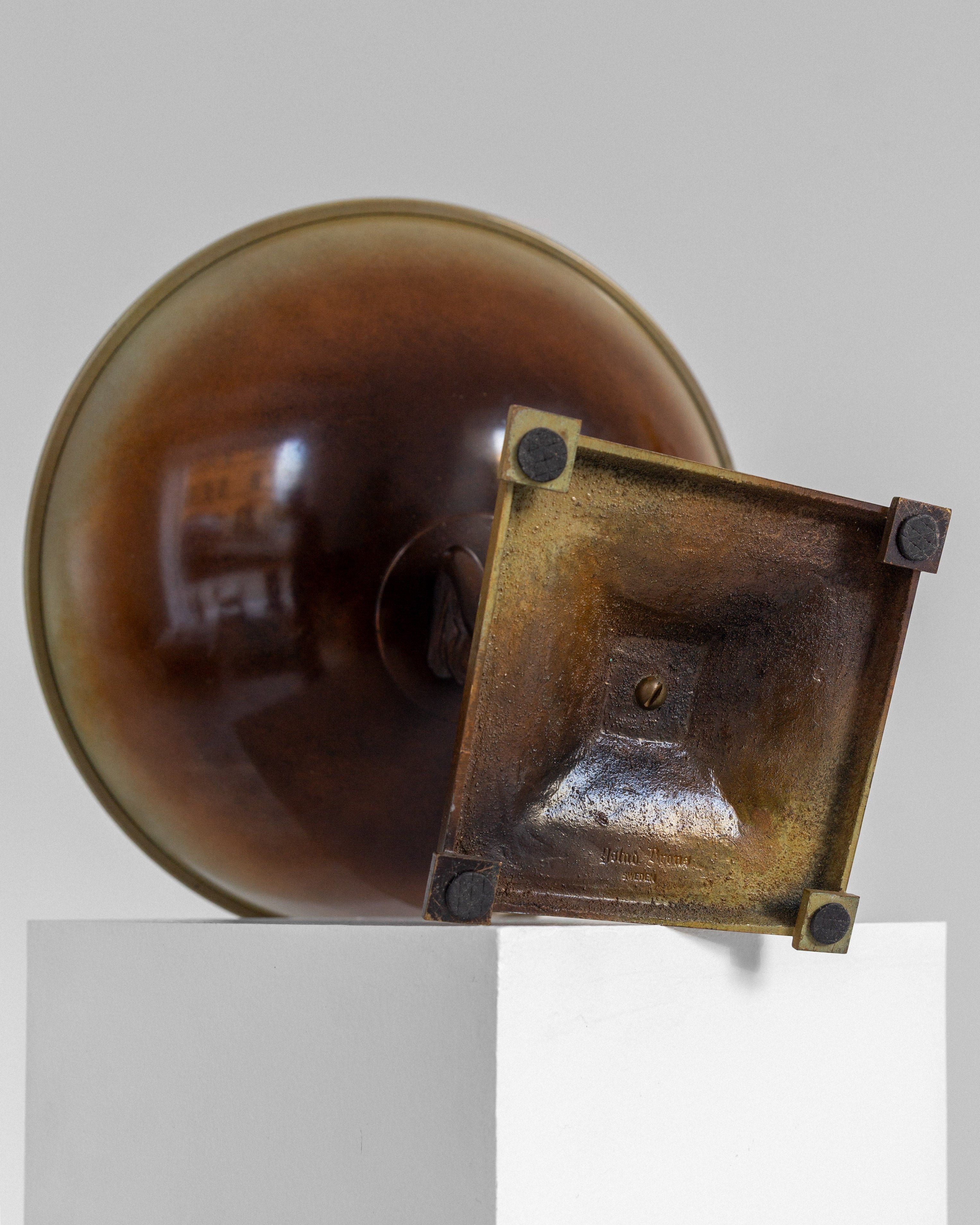 Centerpiece Art Deco Bronze Bowl on Foot with Mermaid