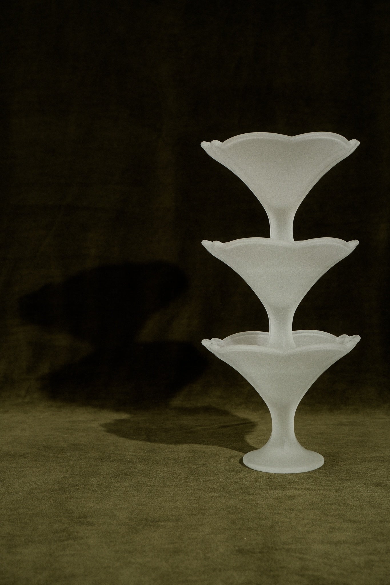 Set of 3 Italian Frosted Glass Dessert Cups — side angle