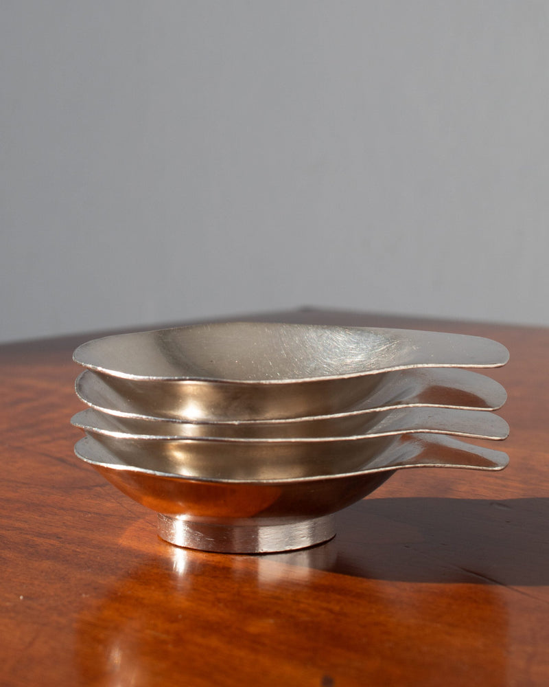 Arthur Krupp Dessert Plates in Metal by Malata Antwerp | The Oblist — brushed metal finish, modern design