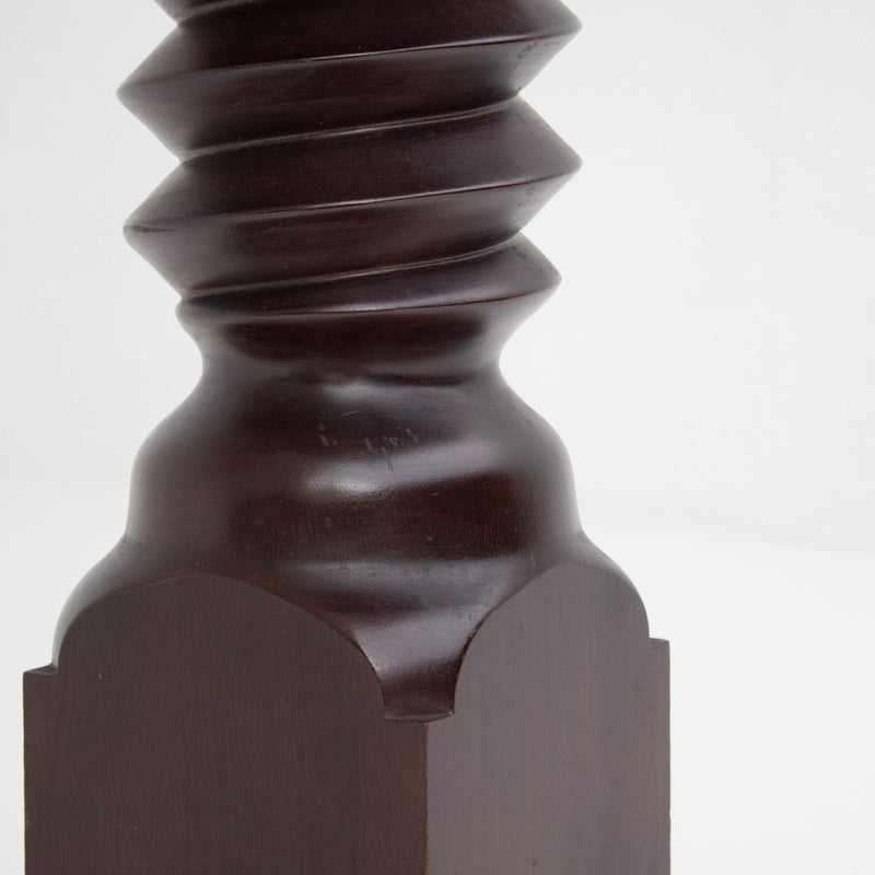 Vintage Wooden Pedestal Set in Stained Oak — detail view