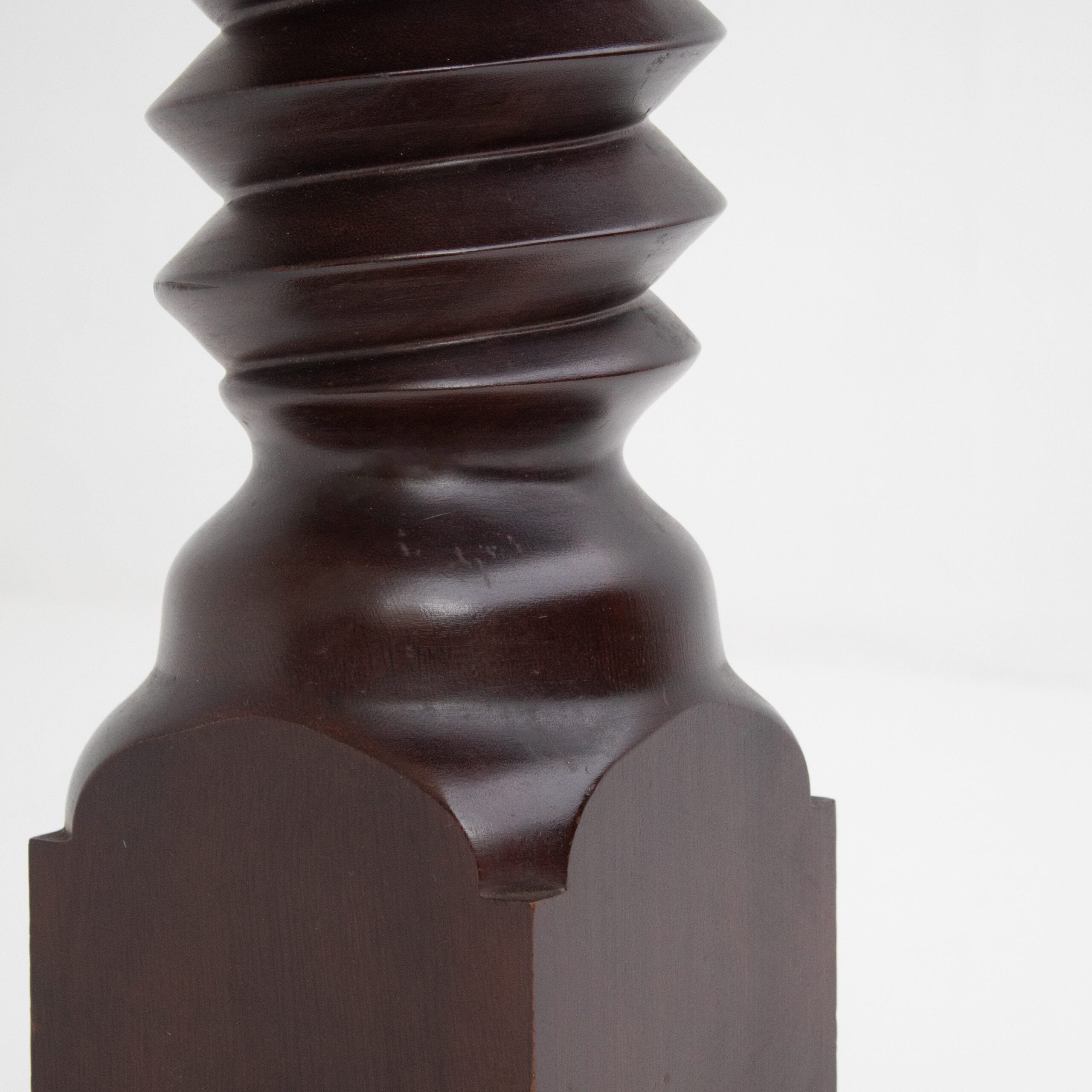 Vintage Wooden Pedestal Set in Stained Oak — detail view