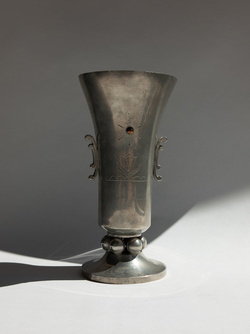 Swedish Grace Pewter Sunburst & Tulip Vase by J.L. Hultman for Svenskt Tenn by Trove Paris | The Oblist