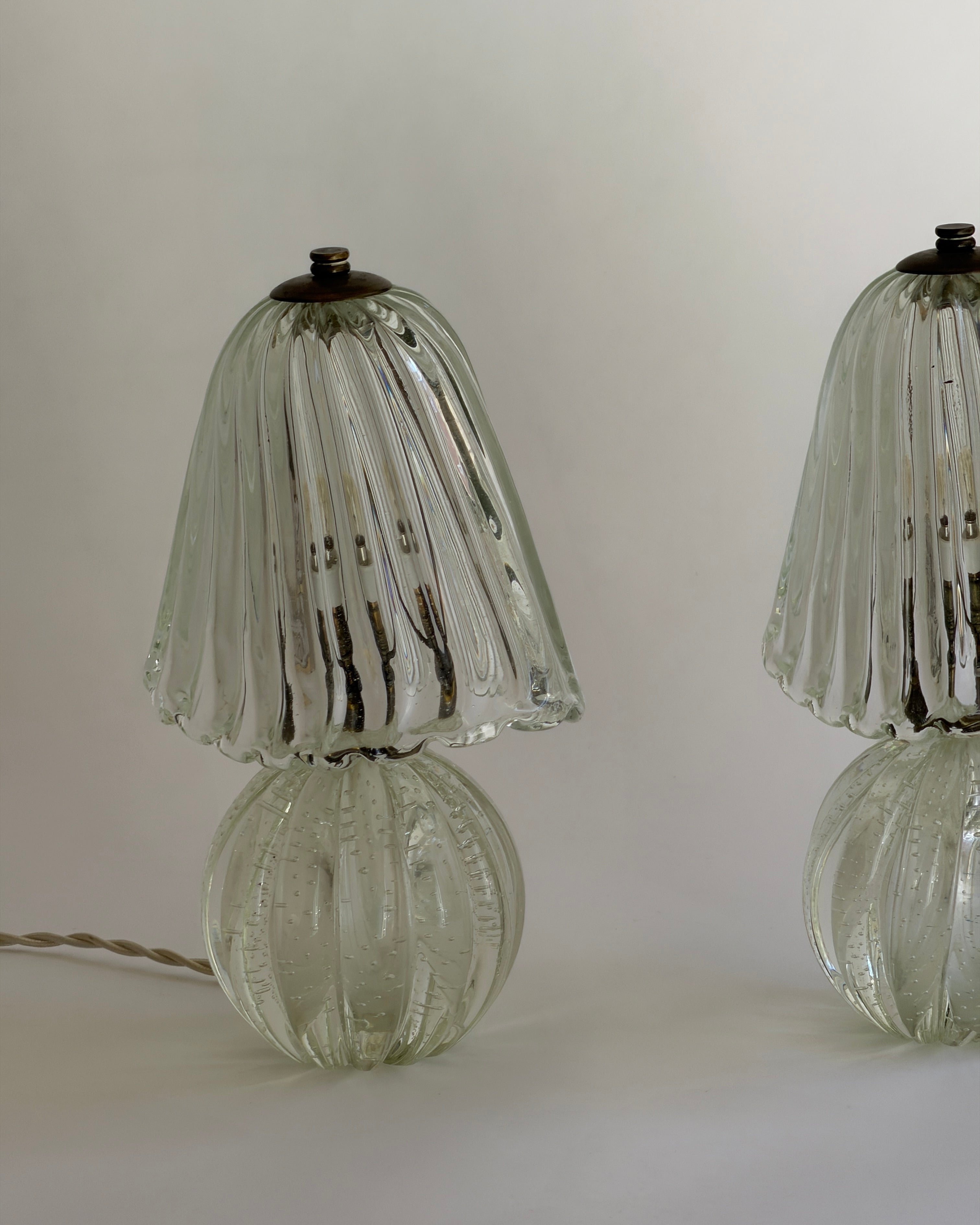 Vintage clear Murano glass table lamp  — alternate view