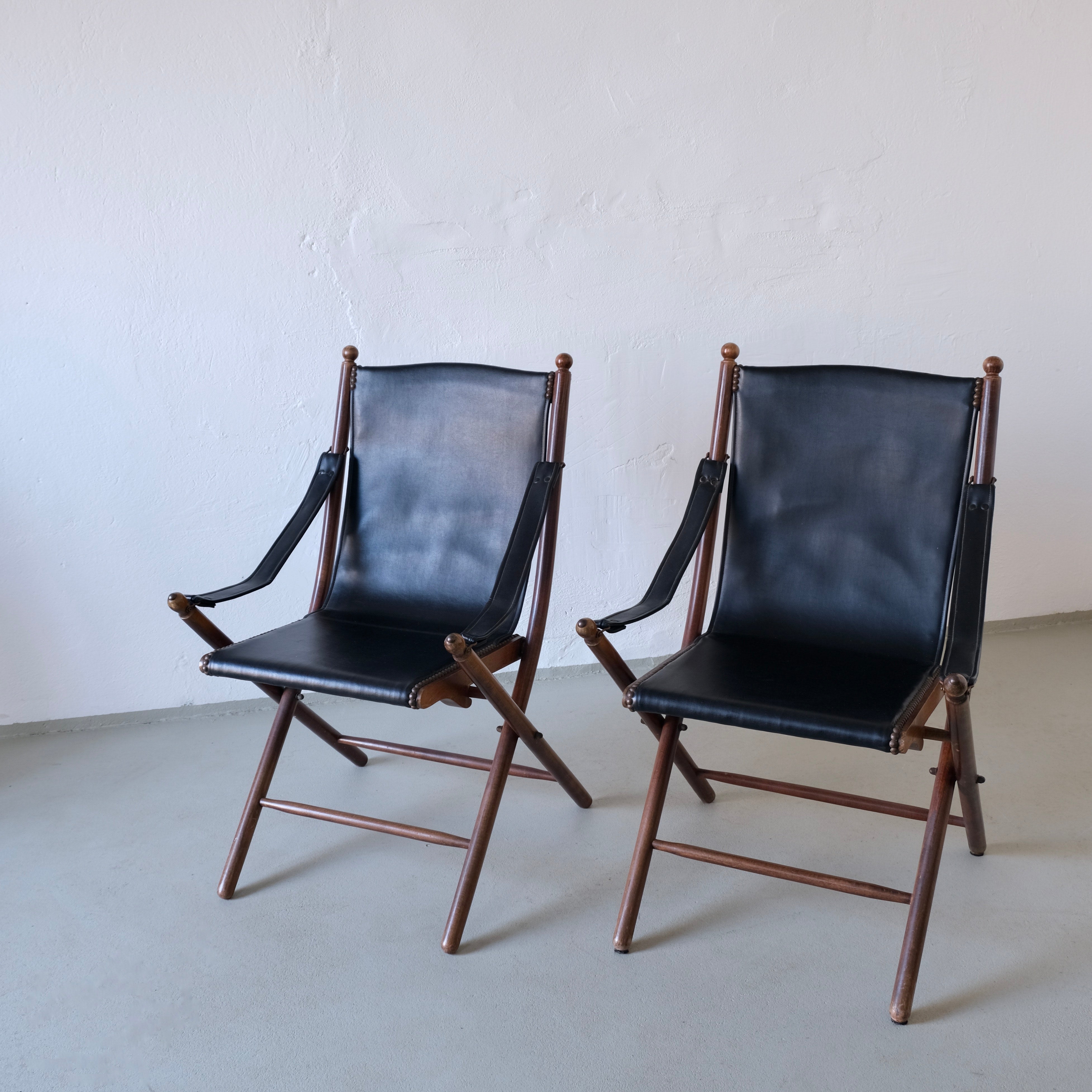 Vintage Folding Chair and Tray Table Set | Campaign Style  — alternate view
