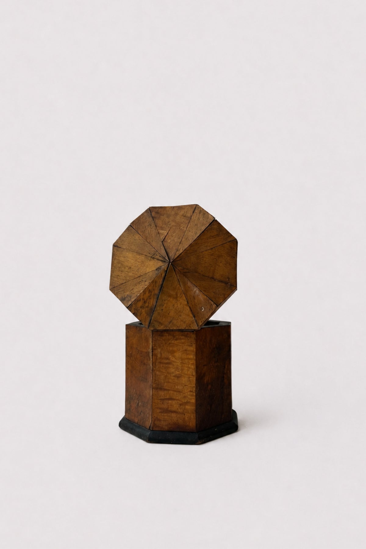 Geometric Wooden Lidded Box — detail view