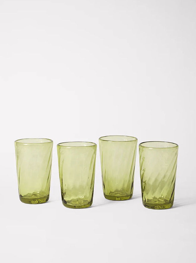 Karl Glass Small - Set of Four — close-up of green glass texture