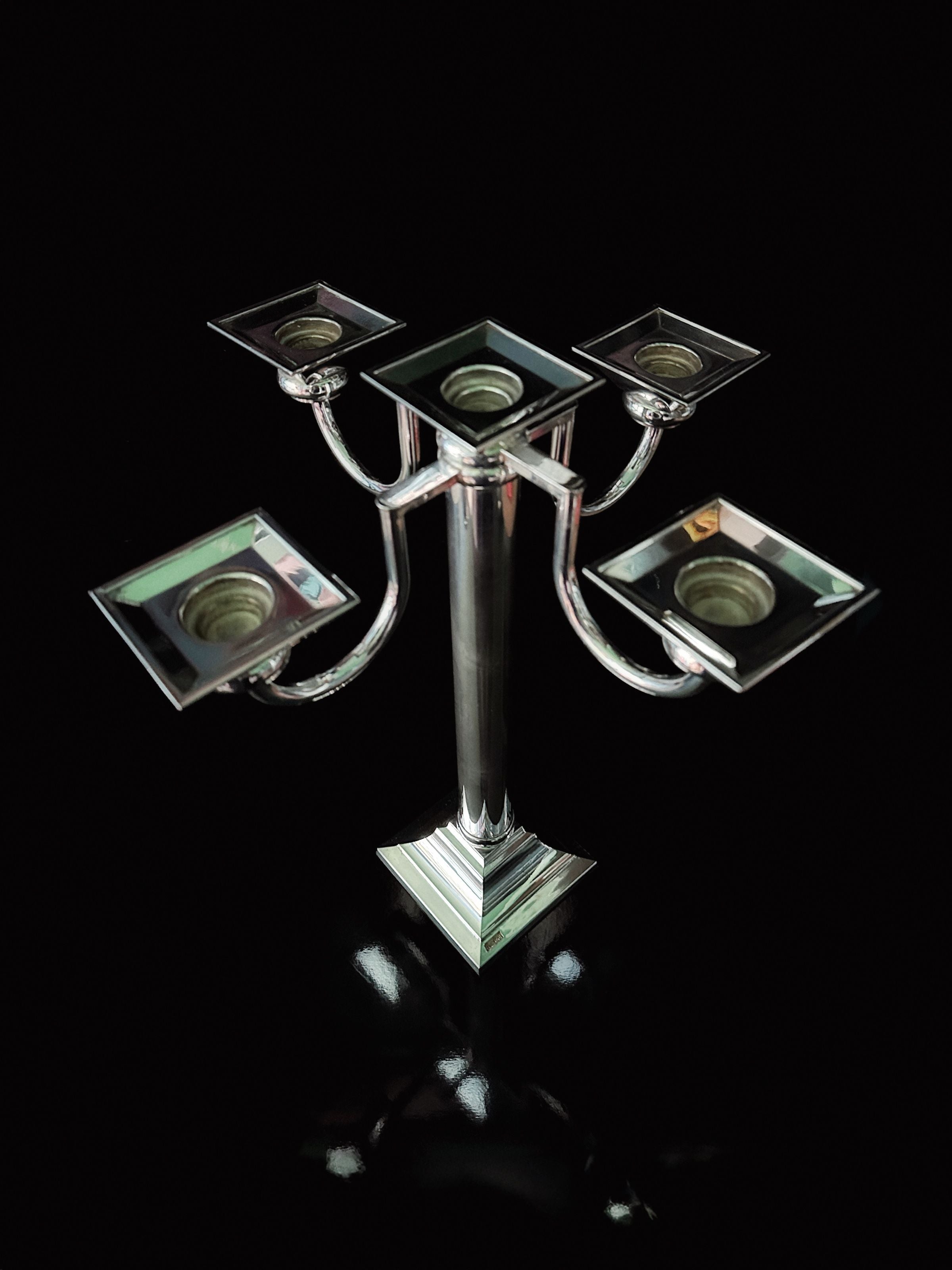 Silver Plated Art Deco Candelholder 80s