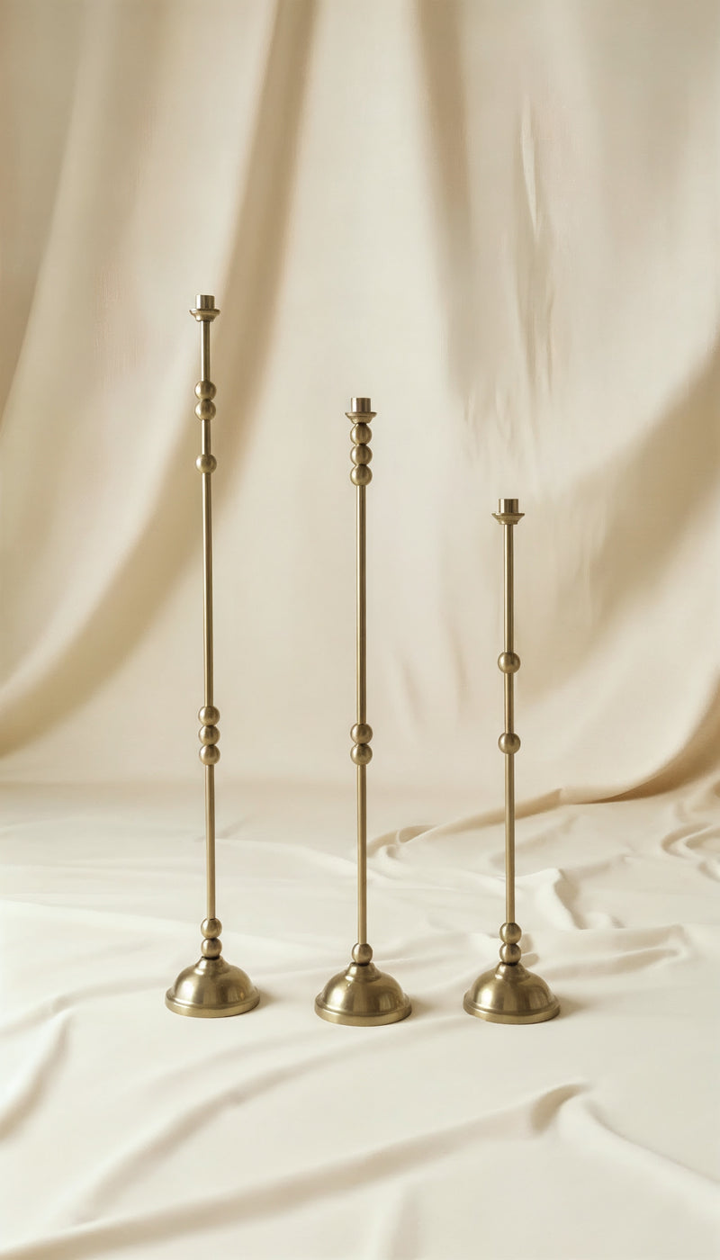 ASHA I – Brushed Brass Sculptural Candlestick Set by VandaVee | The Oblist — brushed brass material, modern design