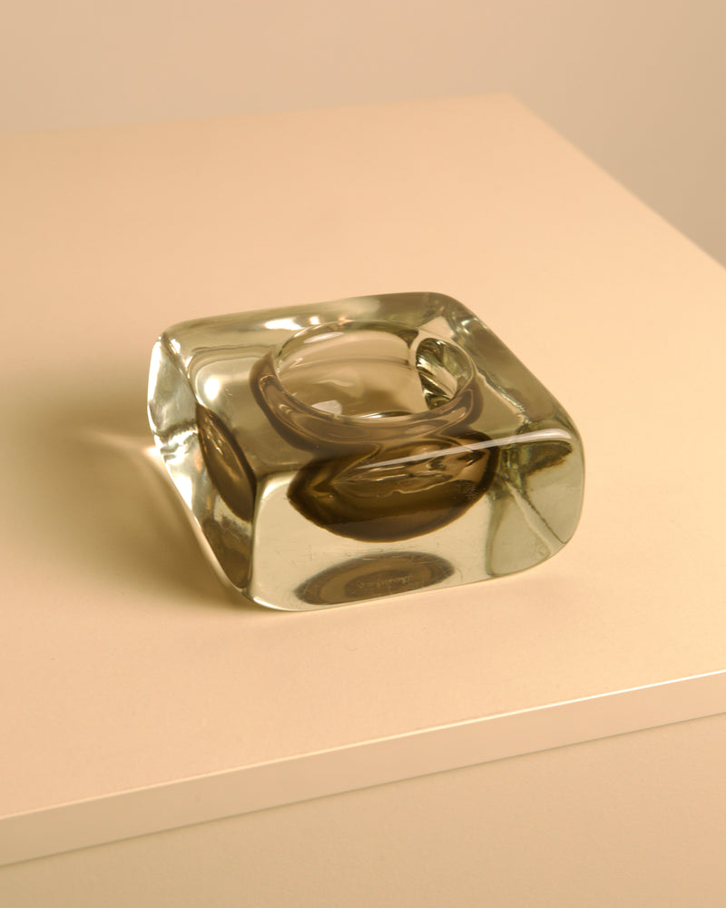 Black Murano glass trinket dish by Salviati 60's — detail view