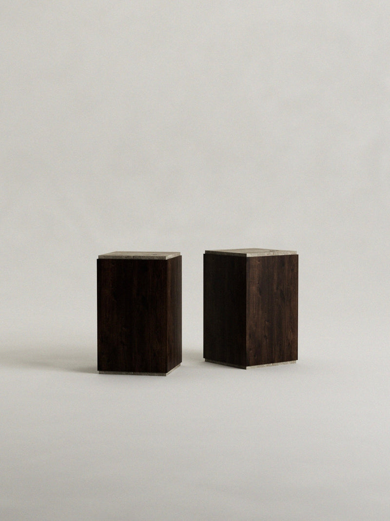 Calakmul' Plinth by Siete Studio | The Oblist — handcrafted dark wood side table