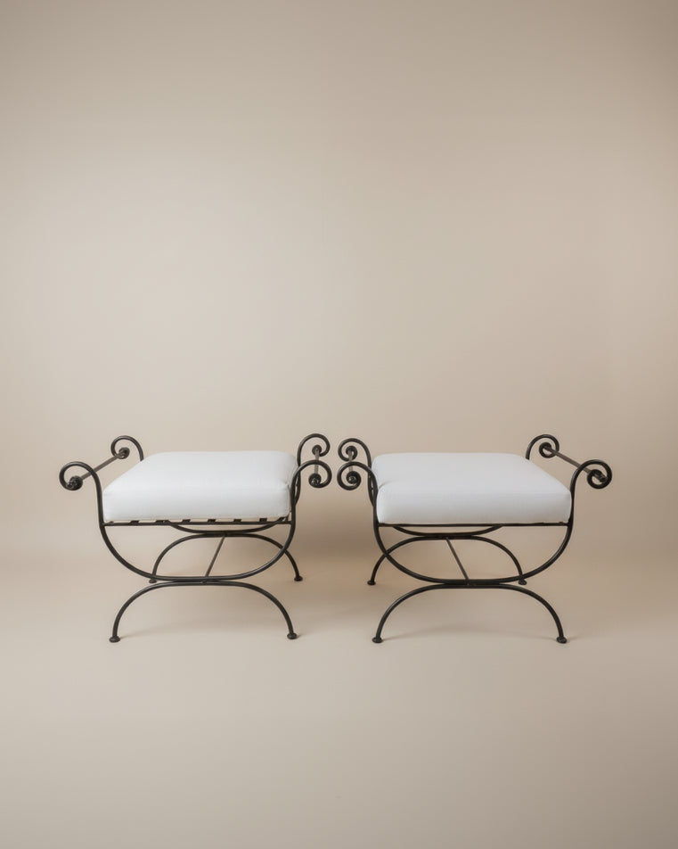 Large Pair of Italian Curule Stools, c.1950 by Maud Vaughan | The Oblist