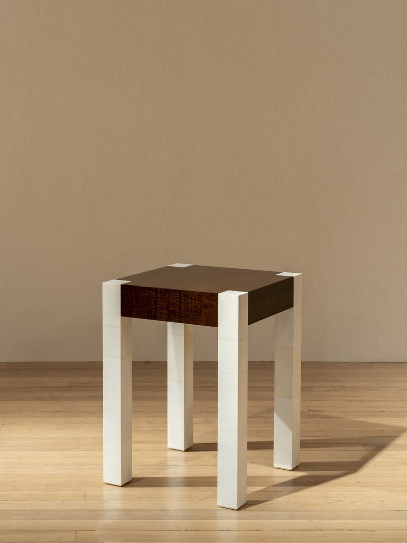 'Additions' Side Table Handcrafted in Wood Veneer & Parchment by Atelier FM | The Oblist