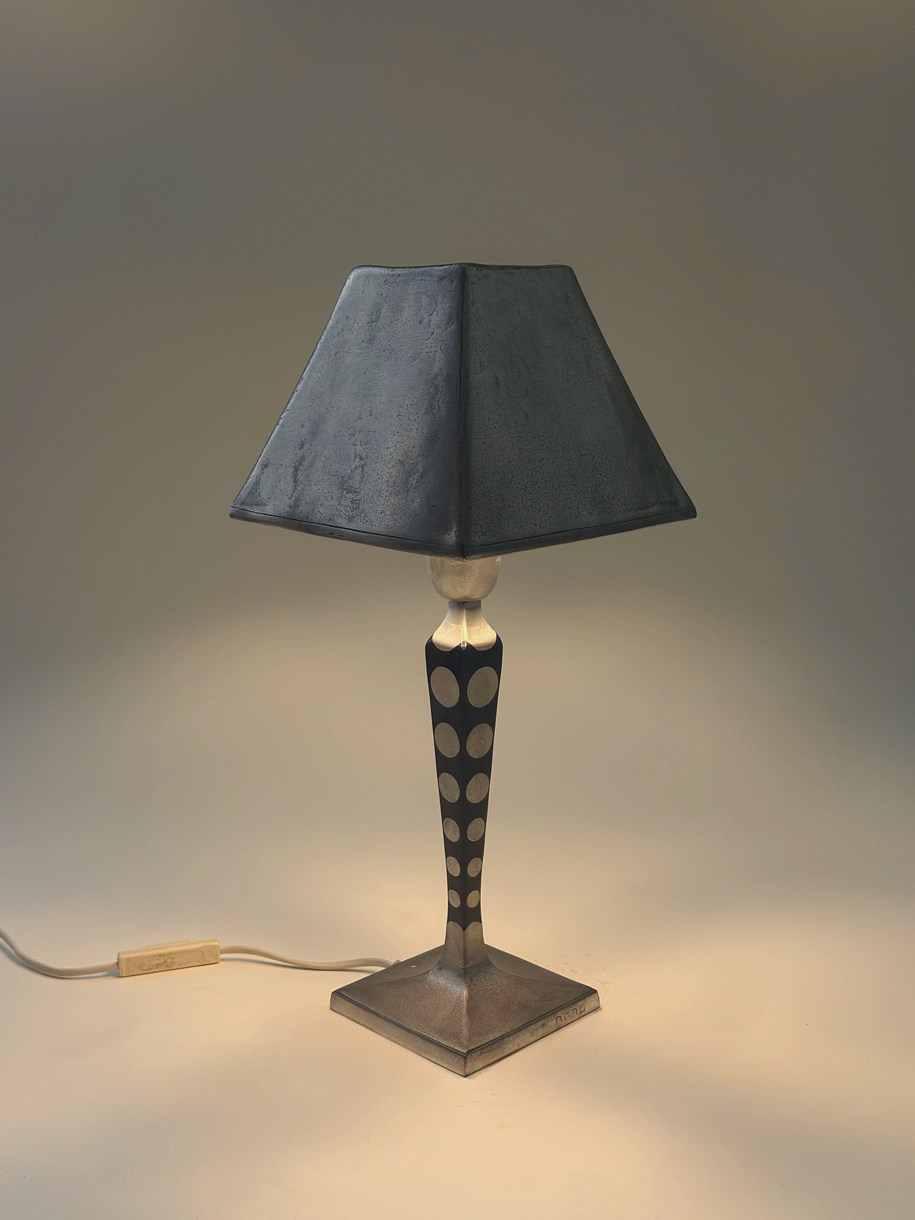 Italian Pewter table lamp by Cosi Taballini c1960 — side angle