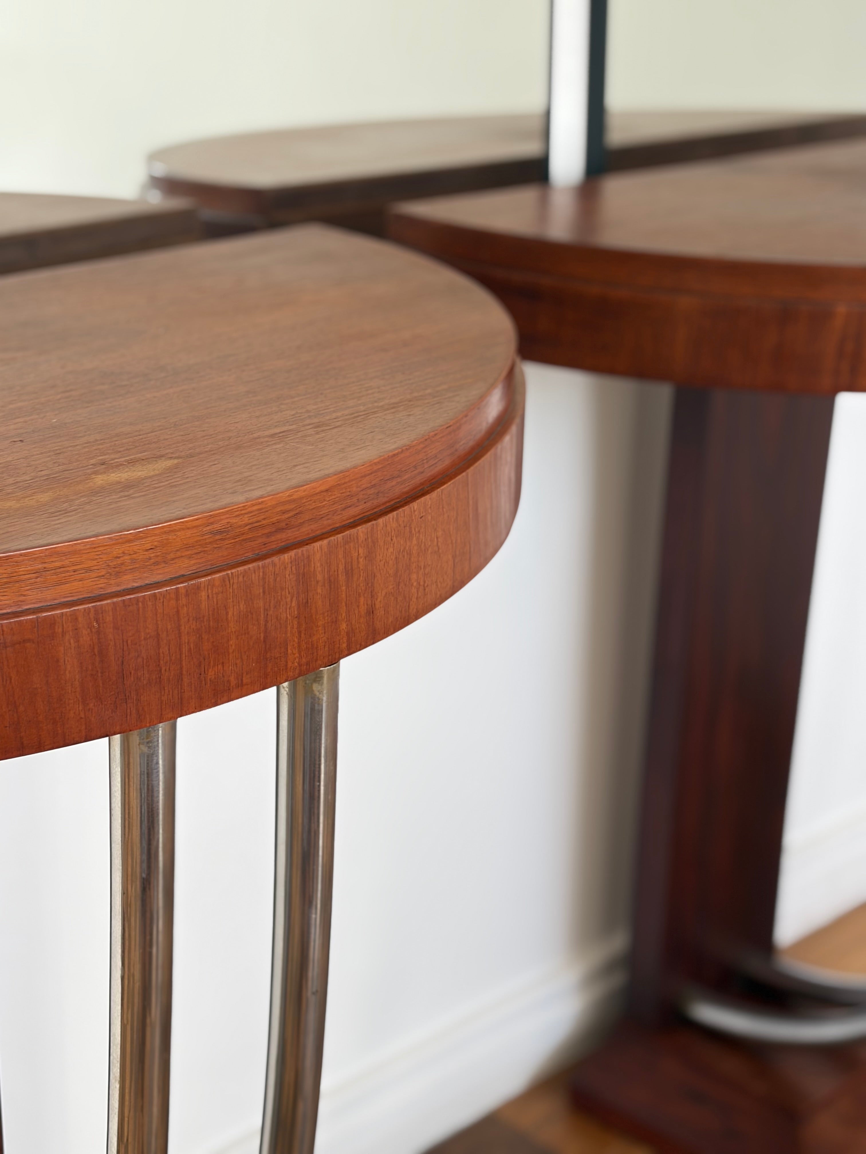 French Art Deco Rosewood Demilune Console Tables, Pair, c. 1930s — in context