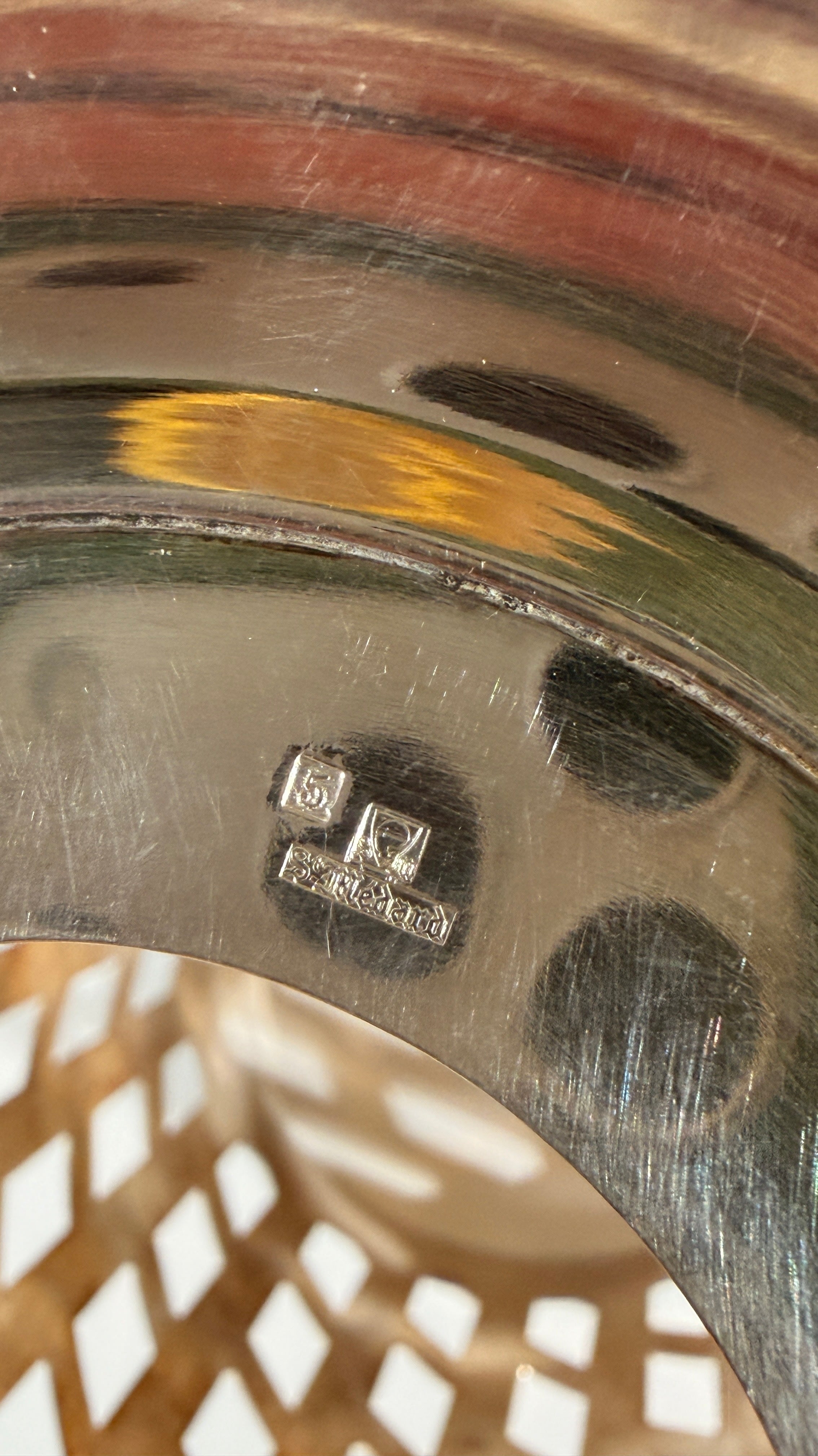 Silver-plated Metal Bottle Holder, Saint-Médard, Paris, 1930s — close-up of maker's mark on base
