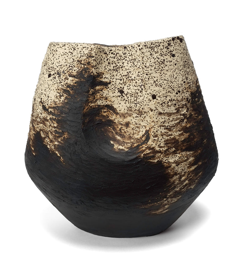 Modern Sculptural Earthwork Vessel – Gestural Collection - No 126 — close-up of textured ceramic surface