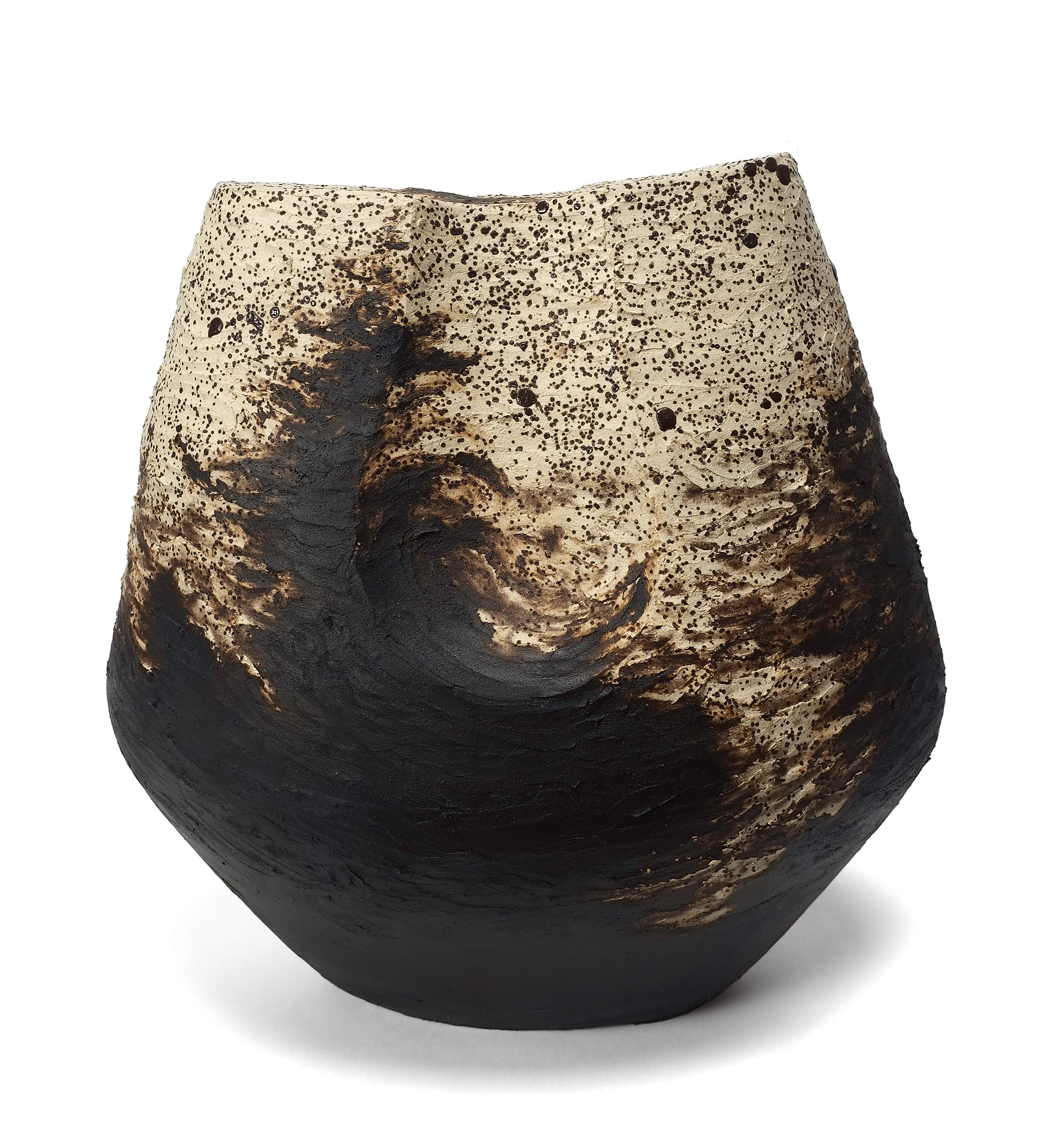 Modern Sculptural Earthwork Vessel – Gestural Collection - No 126 — close-up of textured ceramic surface