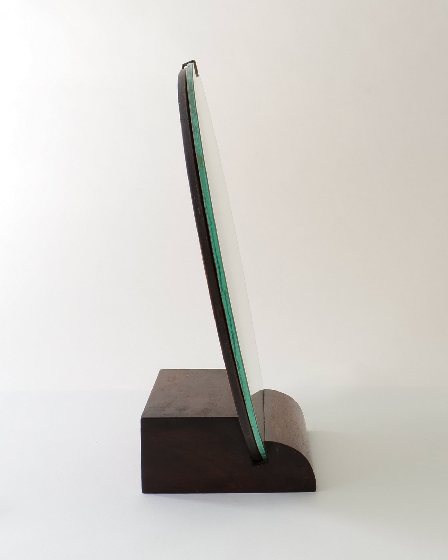 Italian Art Deco Walnut Table Mirror c.1930 — side angle