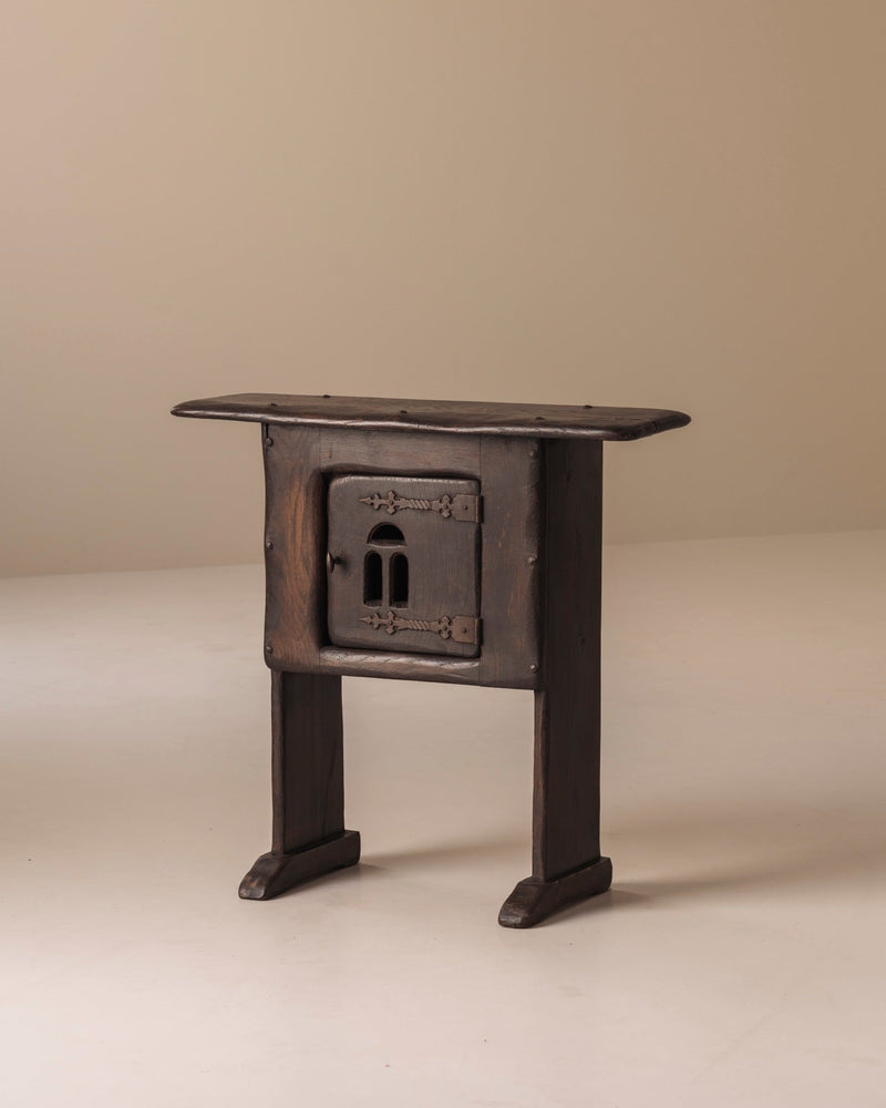 Early 20th century Folk art rustic cabinet / side table from France — detail view