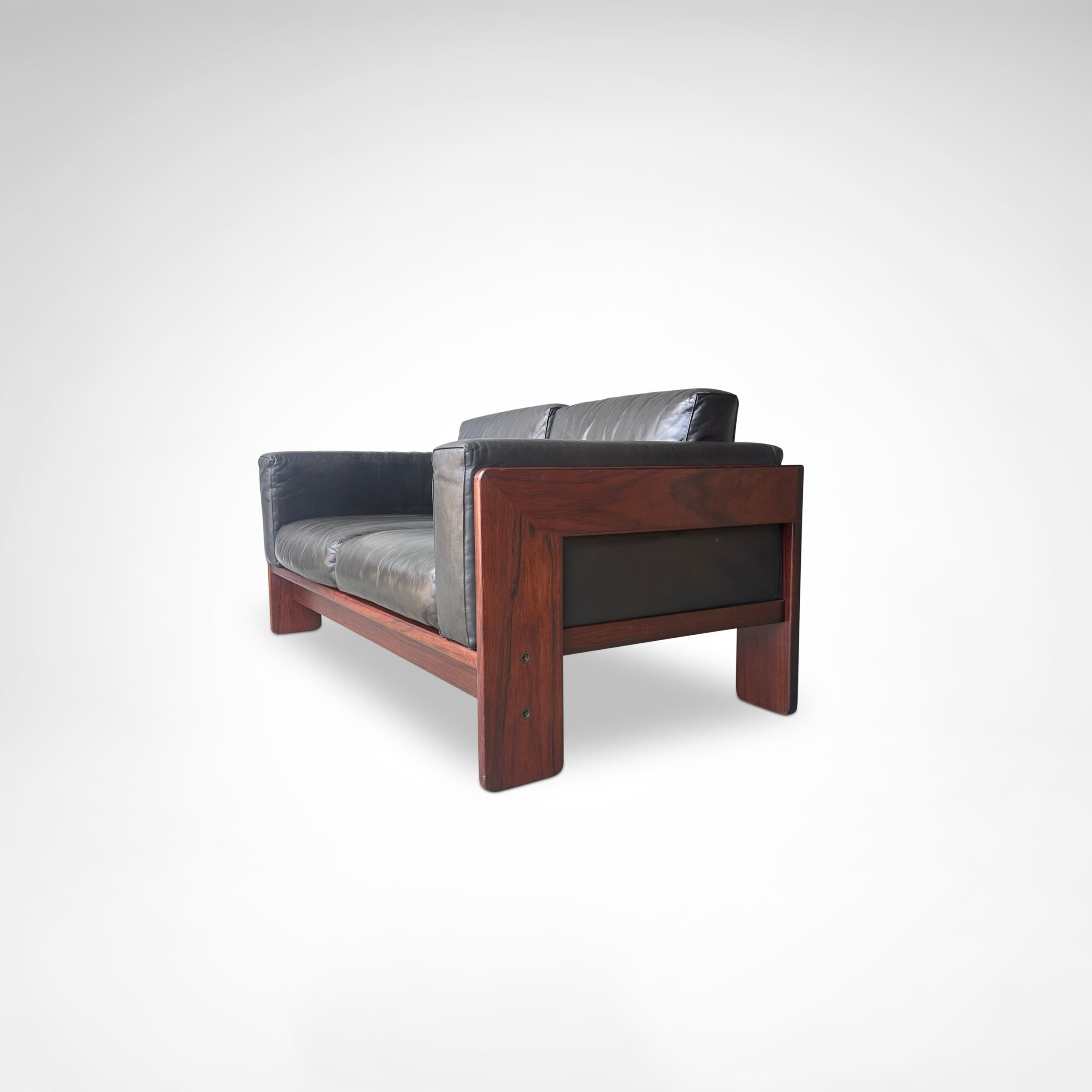 Bastiano 2-Seater Rosewood and Leather Sofa by Afra & Tobia Scarpa for Knoll International, 1980s — in context