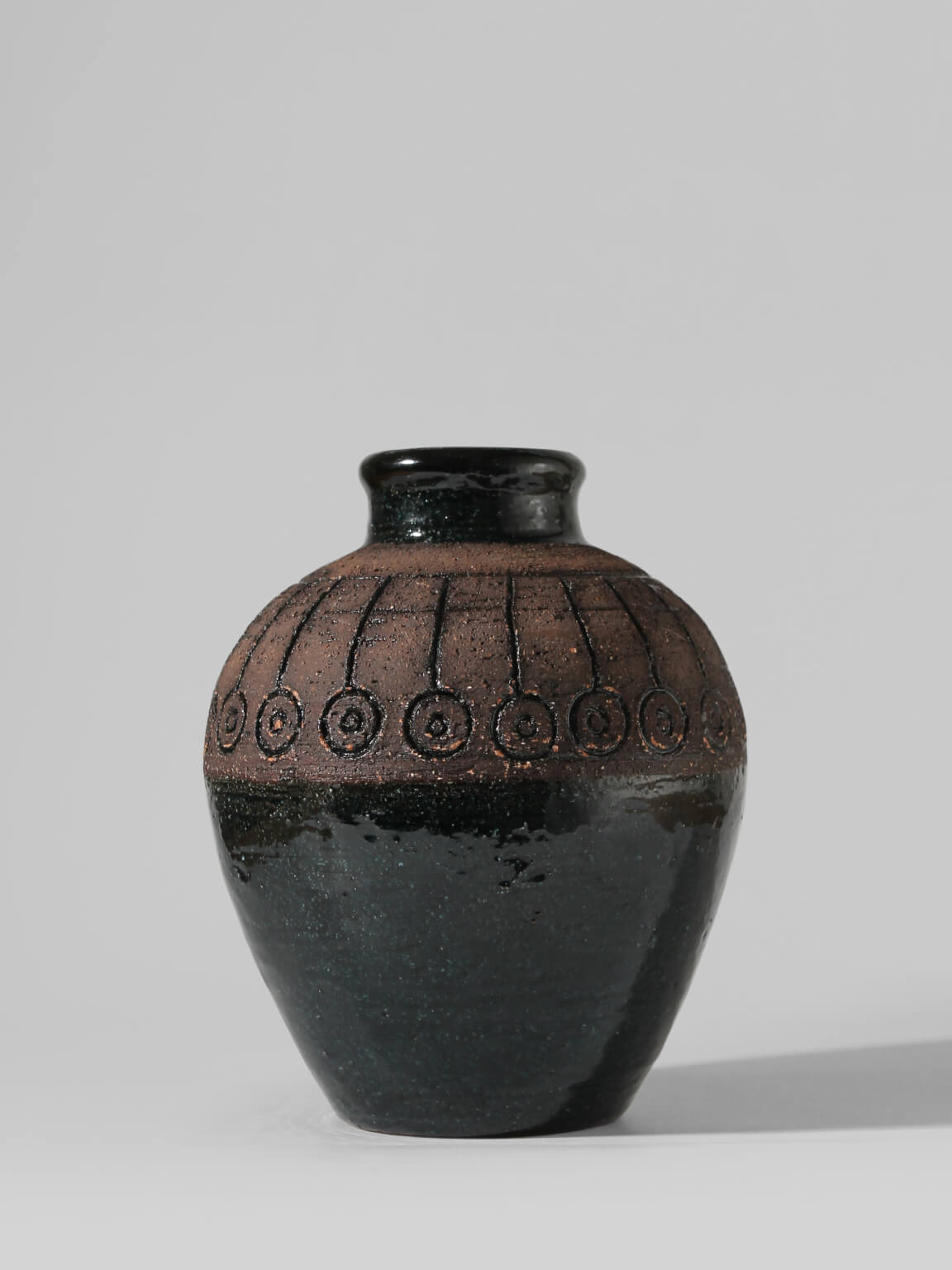 Eke Bjerén Swedish Ceramic Vase by Vintage Stories | The Oblist — handcrafted dark ceramic with decorative pattern
