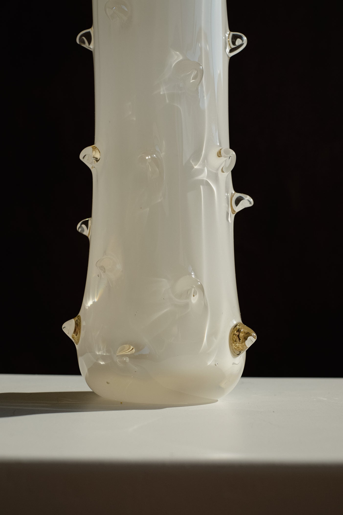 Ivory Sculpted Glass Vase 1950s — alternate view