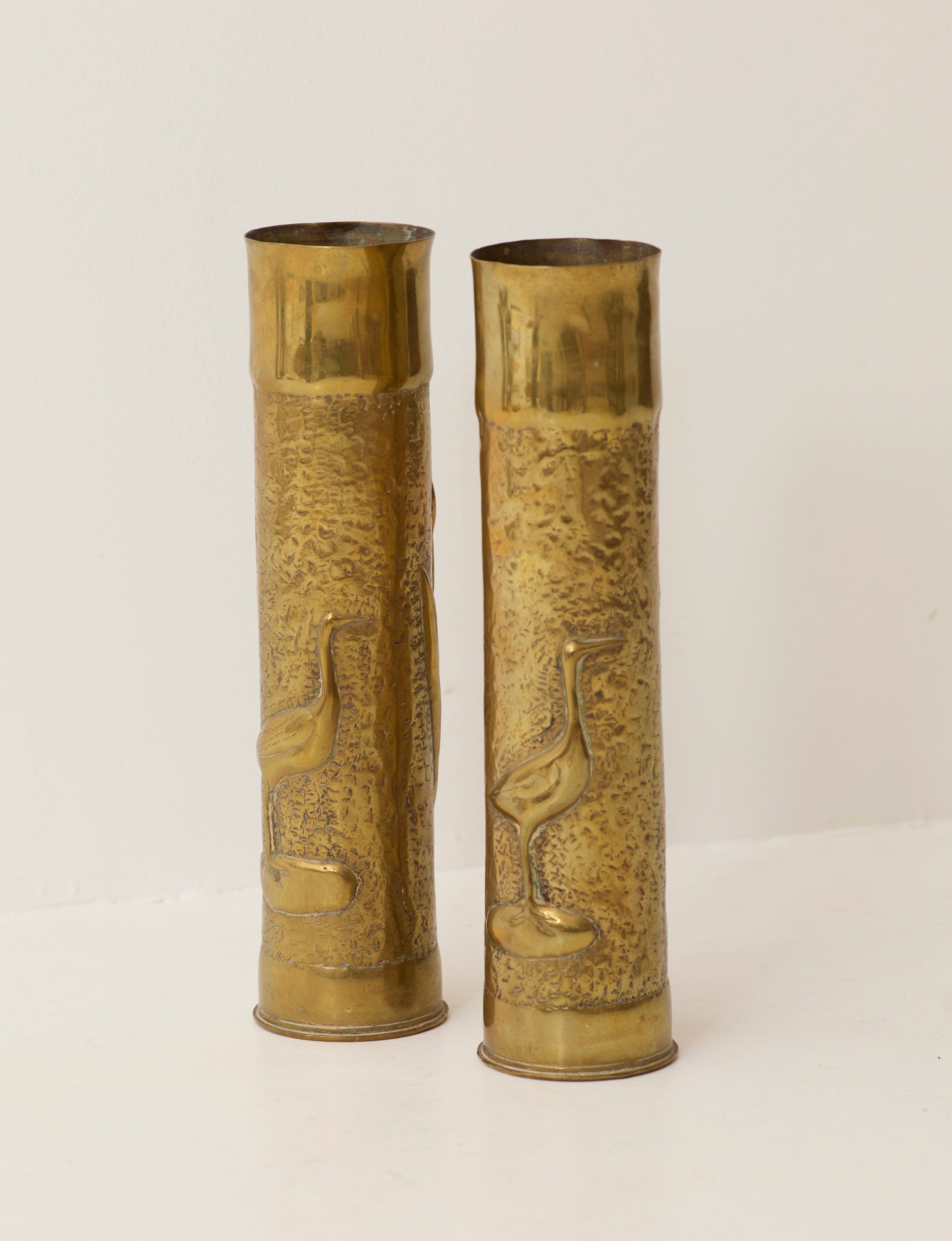 Set of 2 Vintage Vases in Metal Brass
