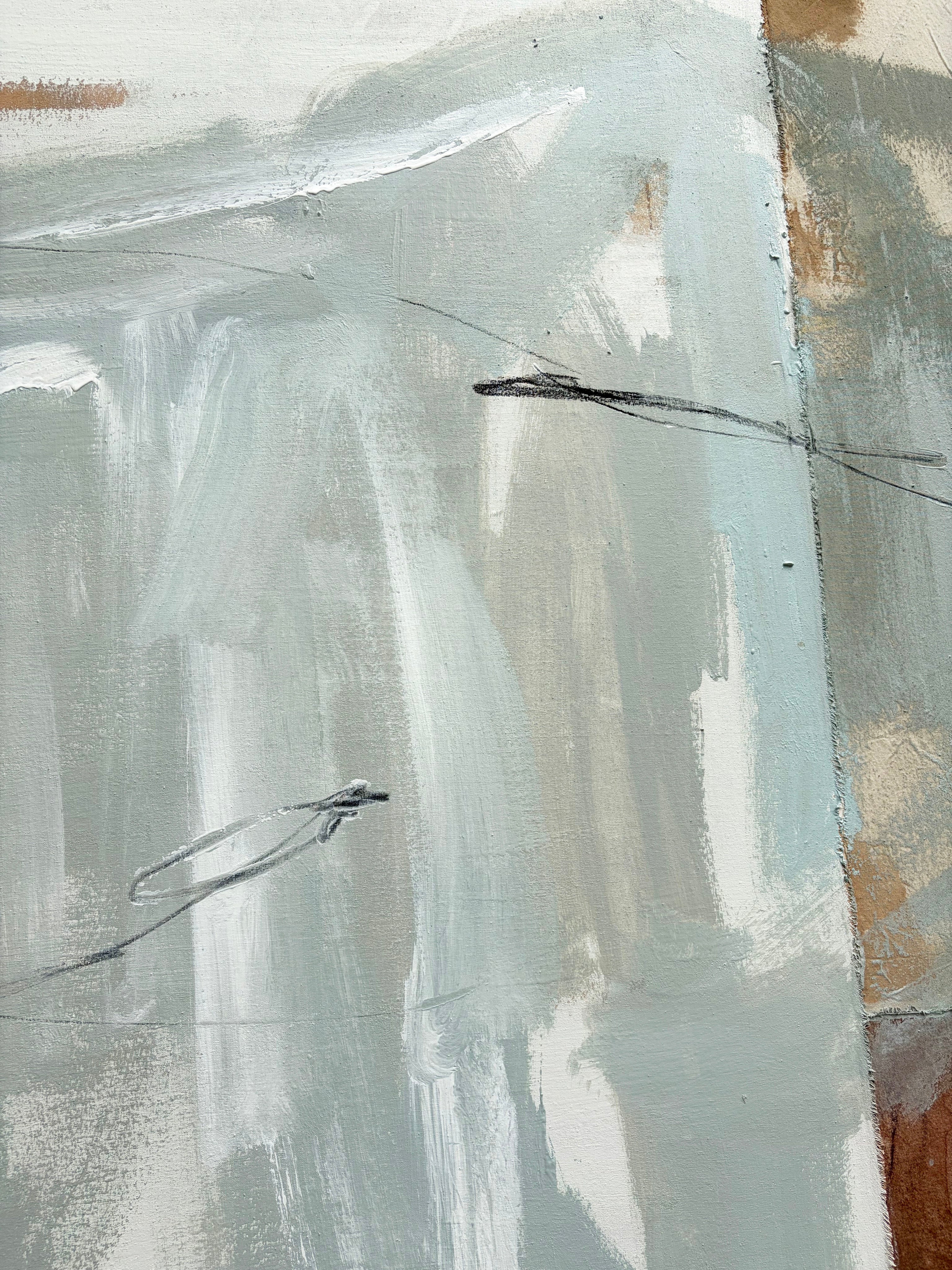 En Perspectiva Painting — close-up of muted gray and beige brushstrokes